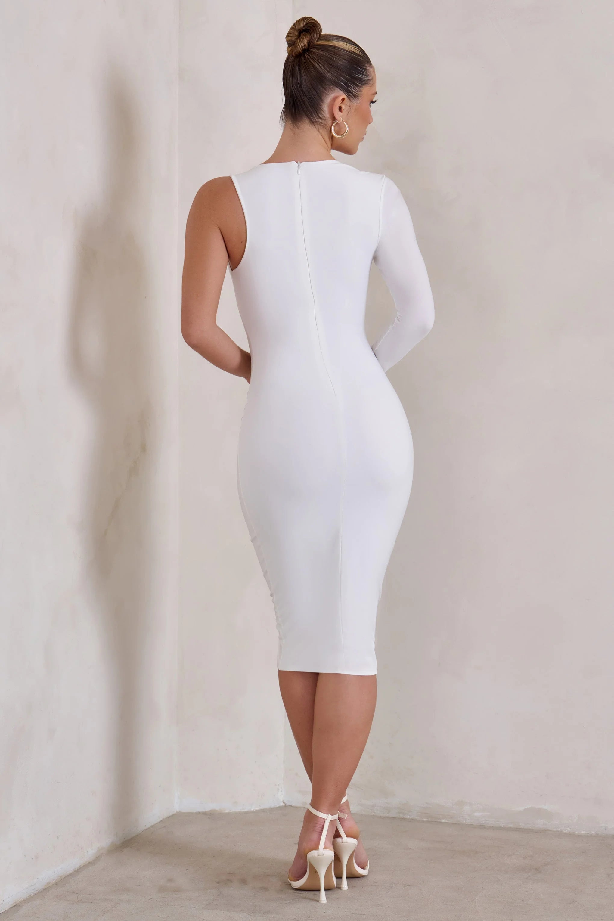 Refine | White One Shoulder Bodycon Midi Dress