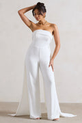 Amaya | White Bandeau Wide-Leg Jumpsuit With Cape