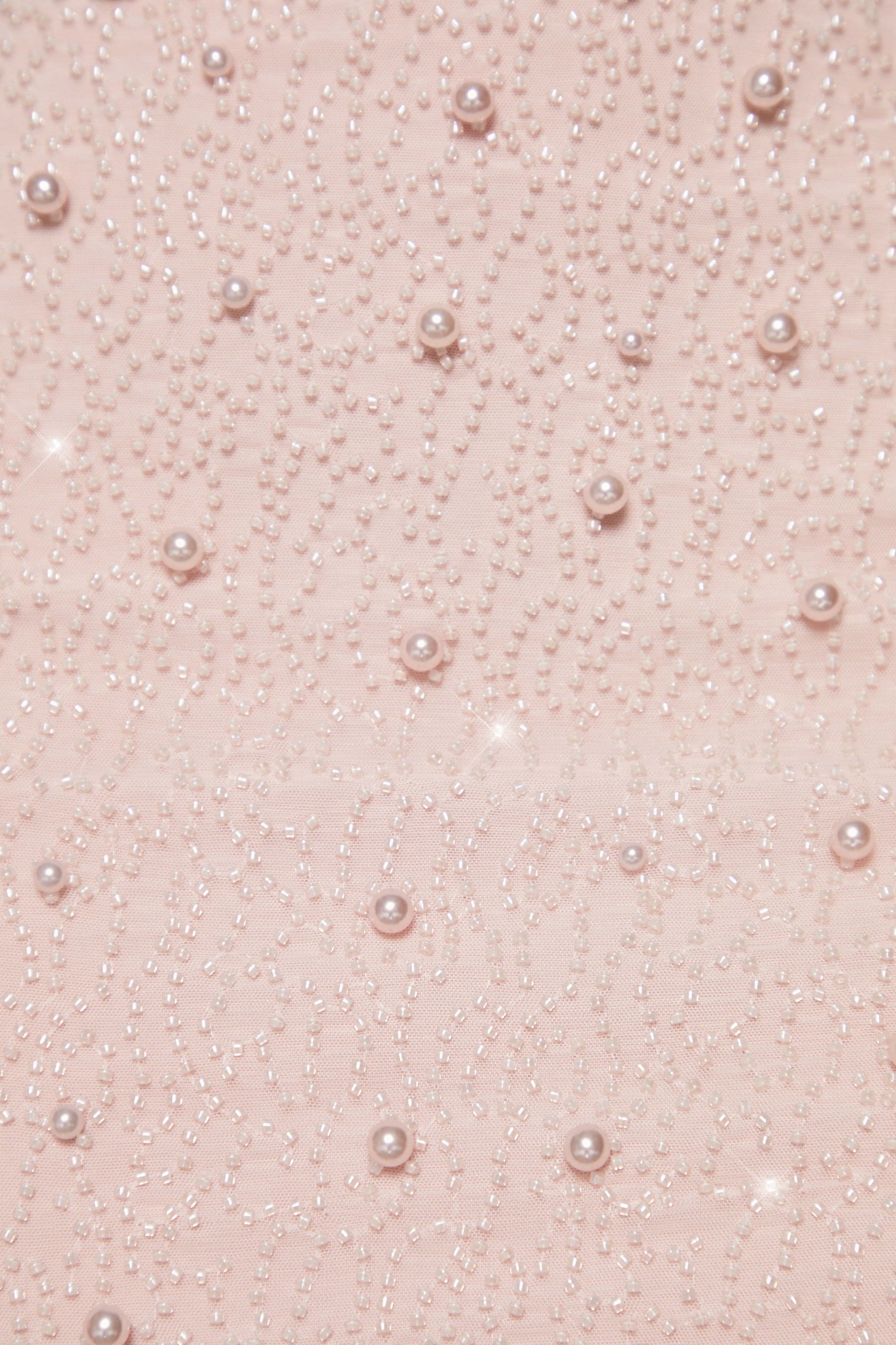 Embellished Cowl Neck Mini Dress in Blush