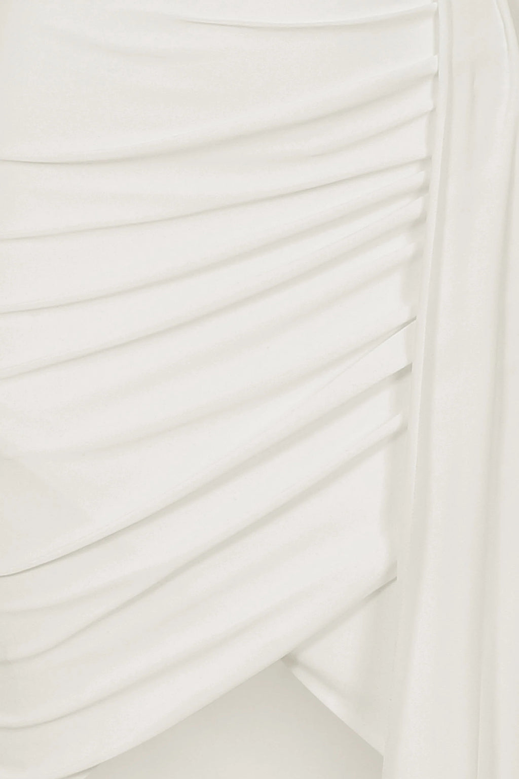 Catherine | White Asymmetric Midi Dress With Statement Drape
