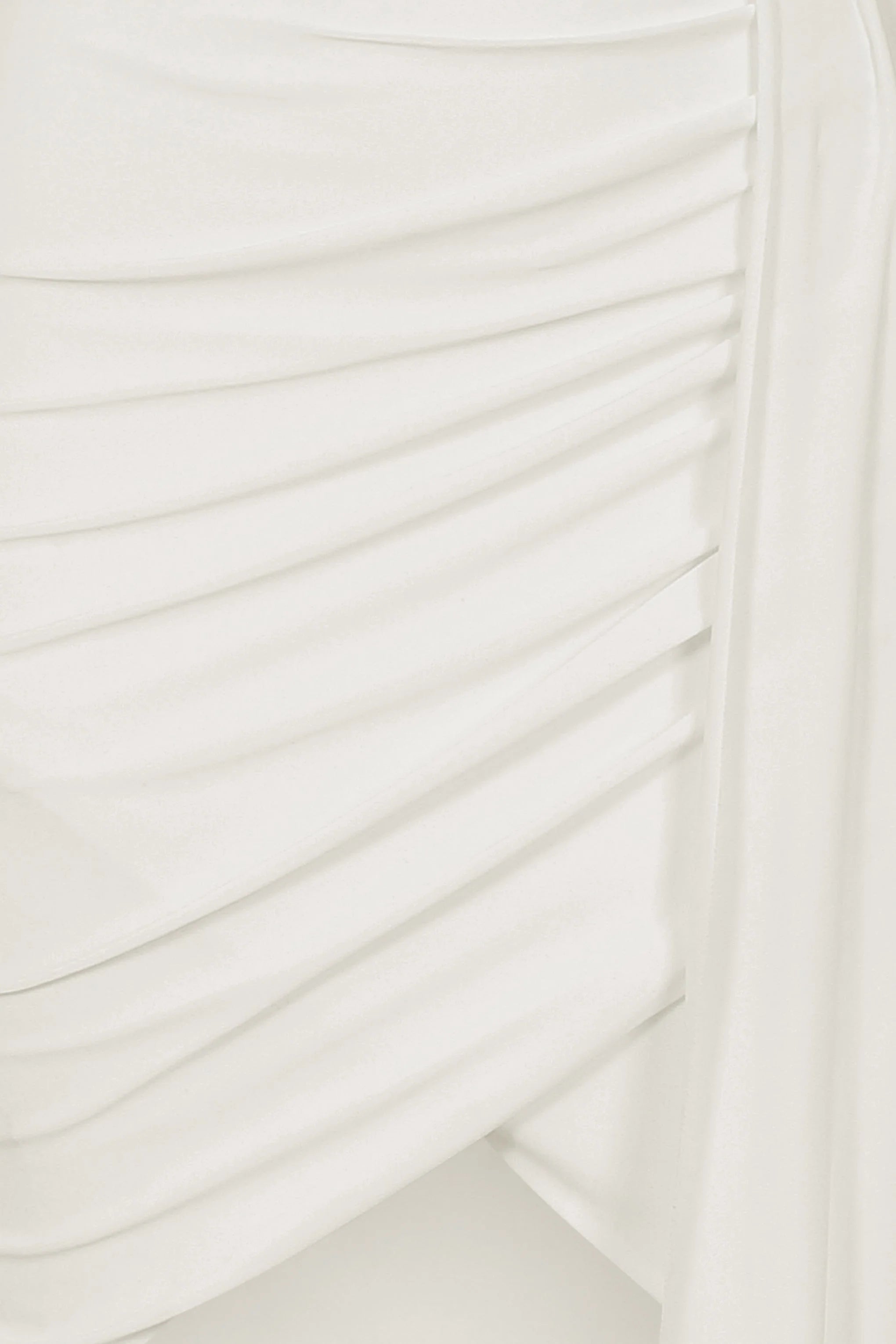Catherine | White Asymmetric Midi Dress With Statement Drape