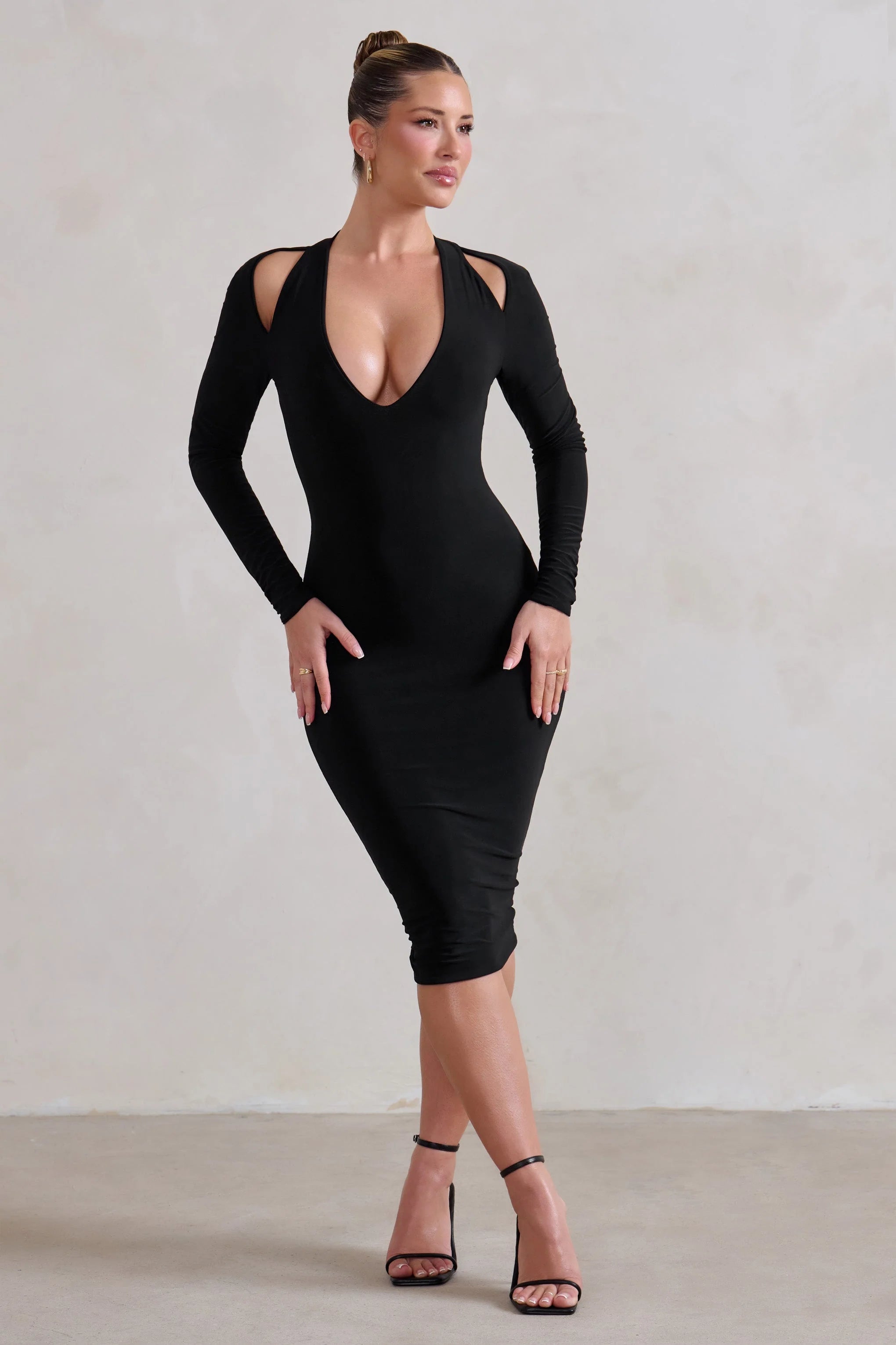Get Serious | Black Cut Out Detail Backless Midi Dress