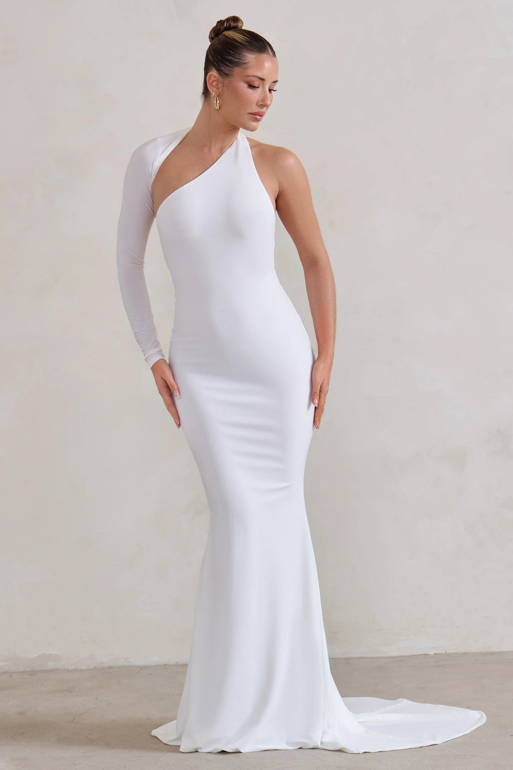 Katarina | White One Shoulder Fishtail Maxi Dress