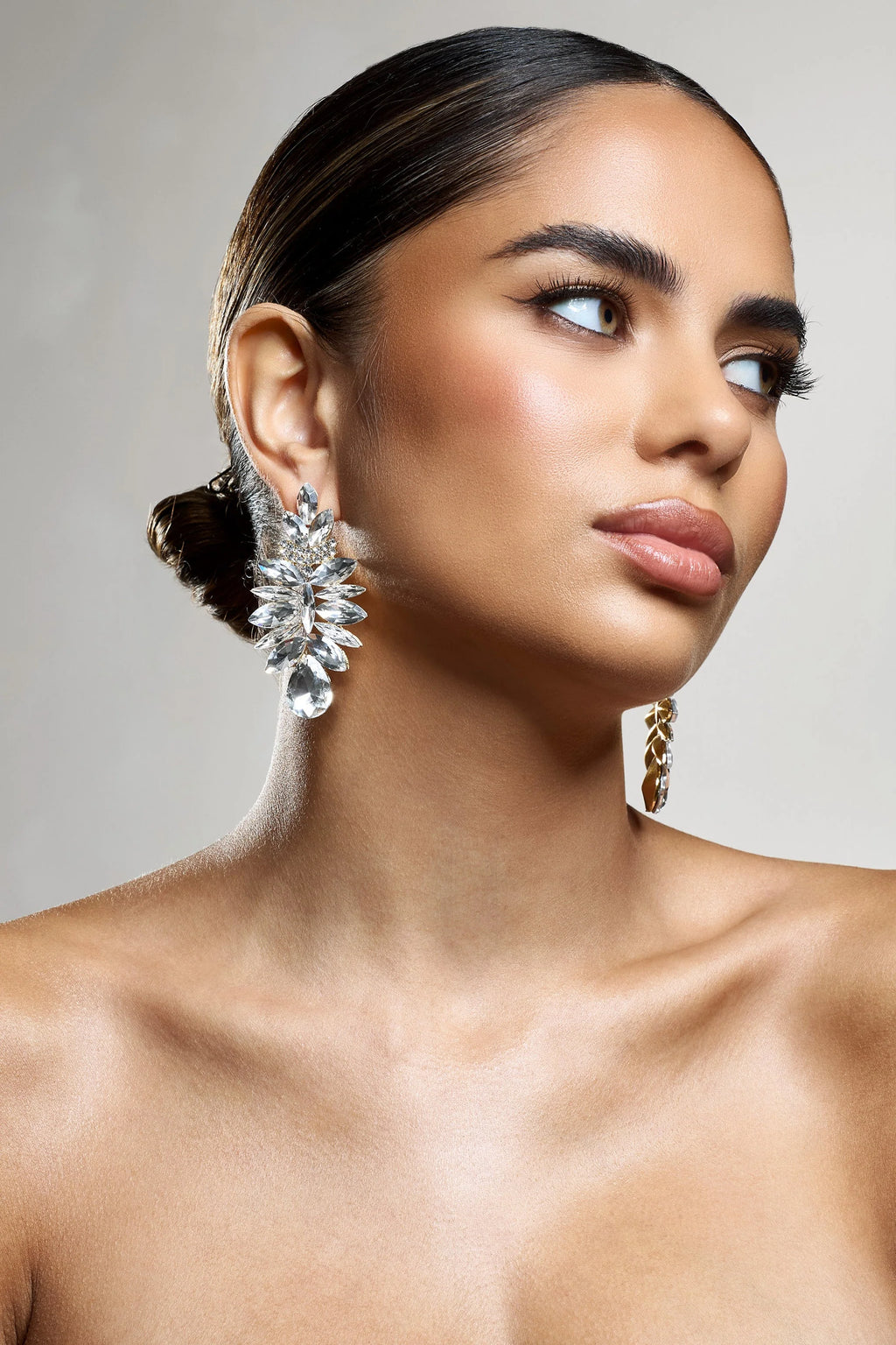 Refractive | Gold Diamante Statement Earrings