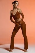 Tall Split Flare Trousers in Brown