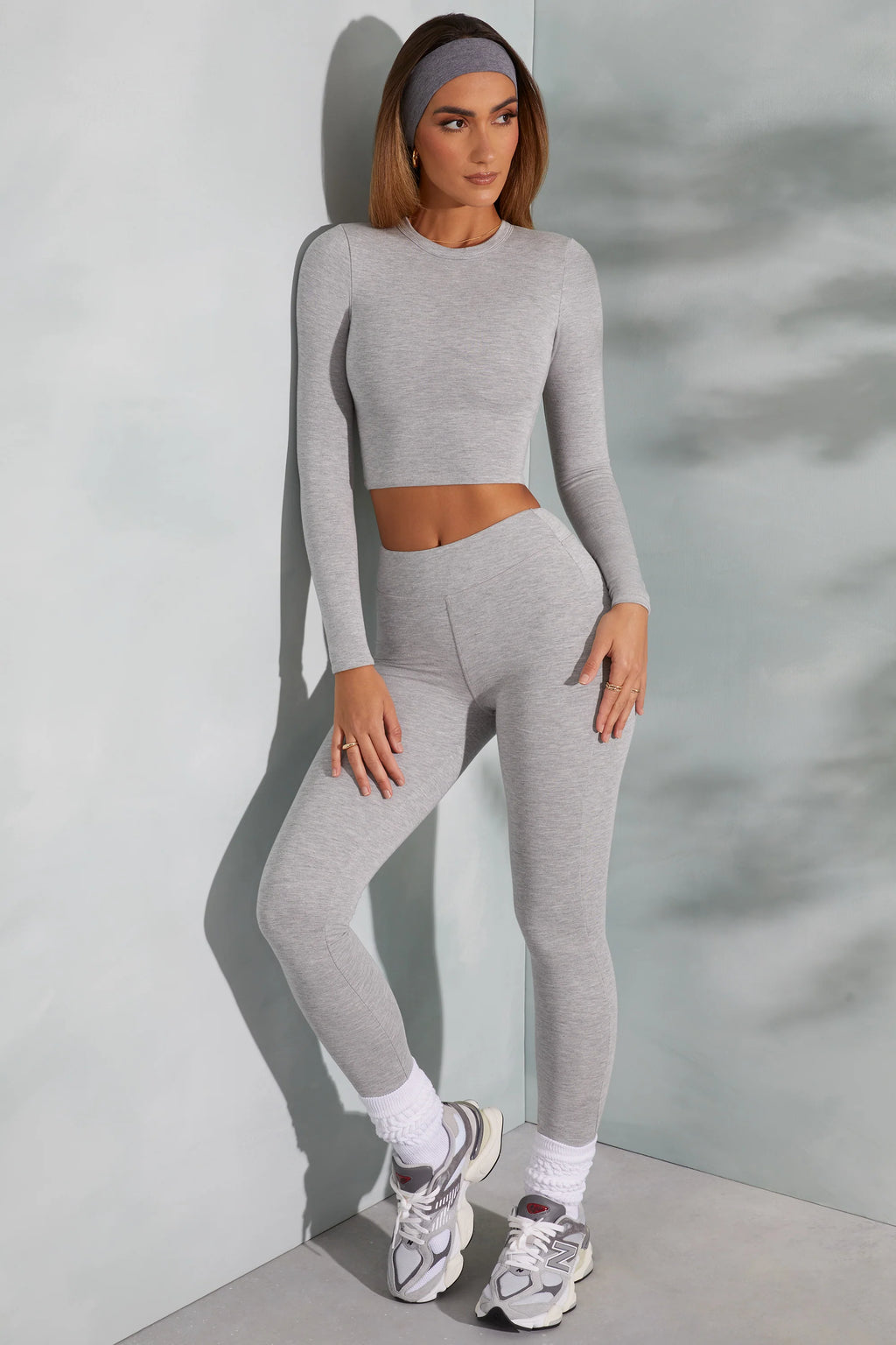 Petite High Waist Leggings in Marled Grey