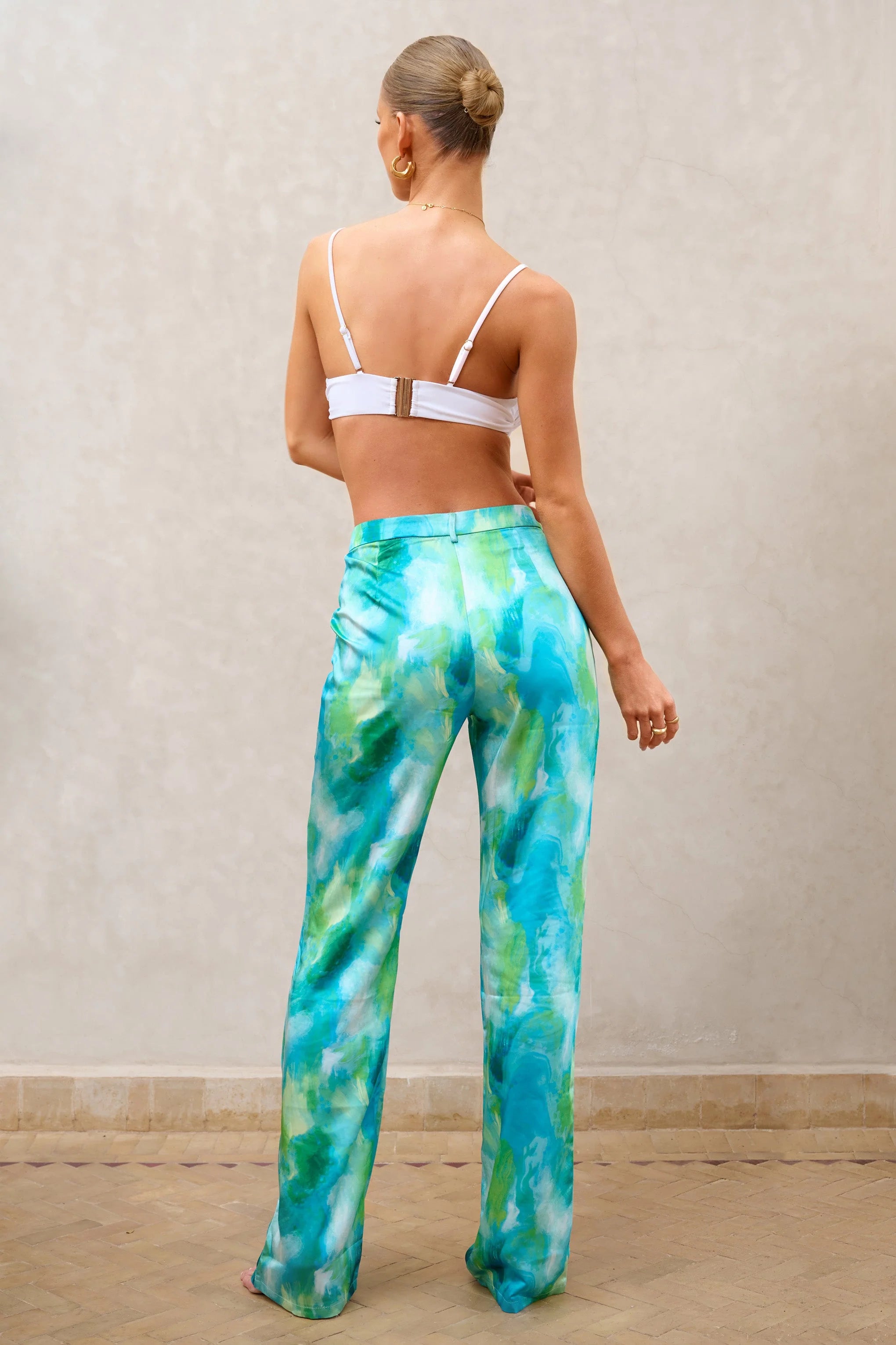 No Limits | Turquoise Print Wide Leg Trousers