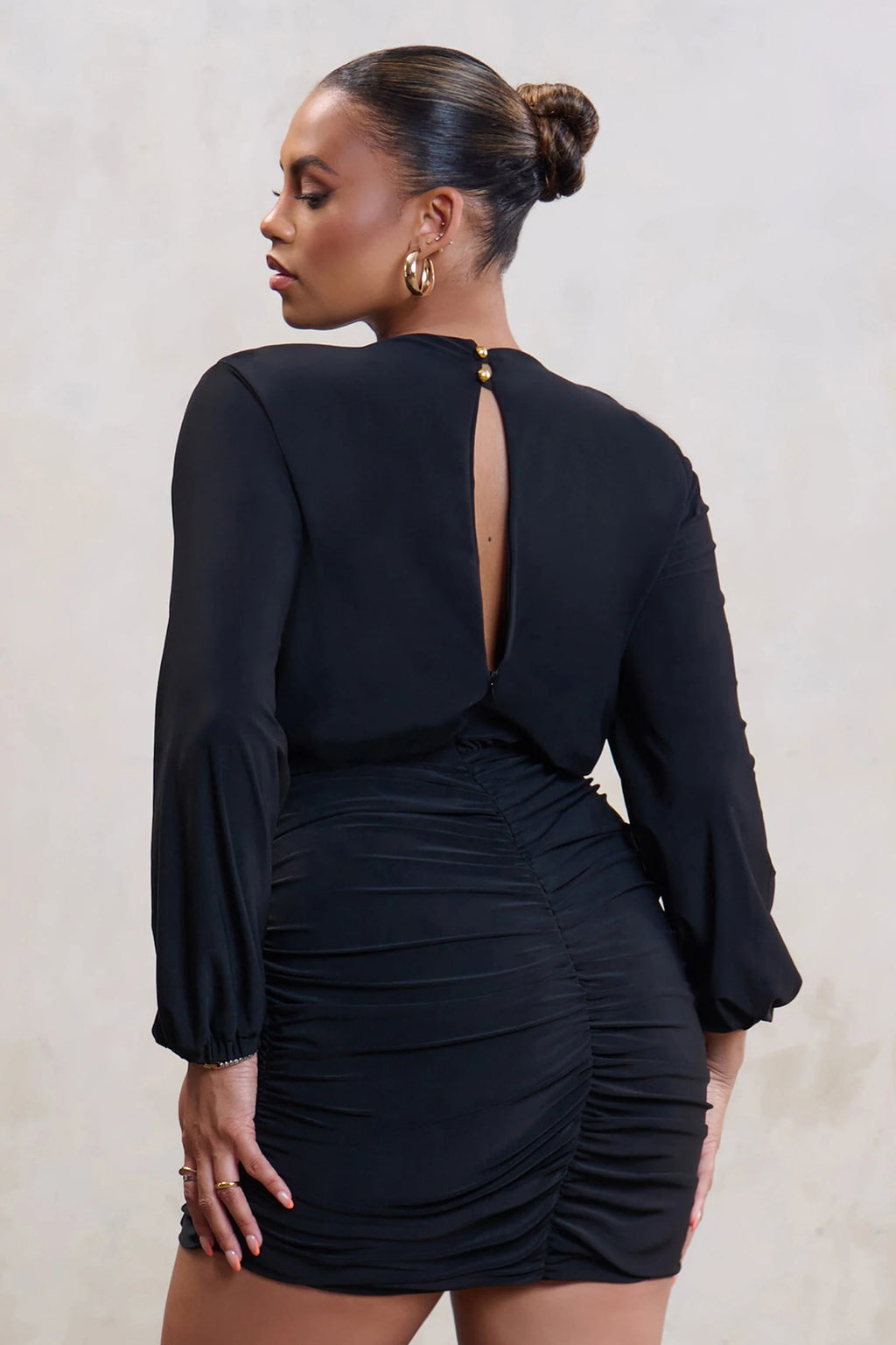 Devotion | Plus Black Wrap Front Mini Dress