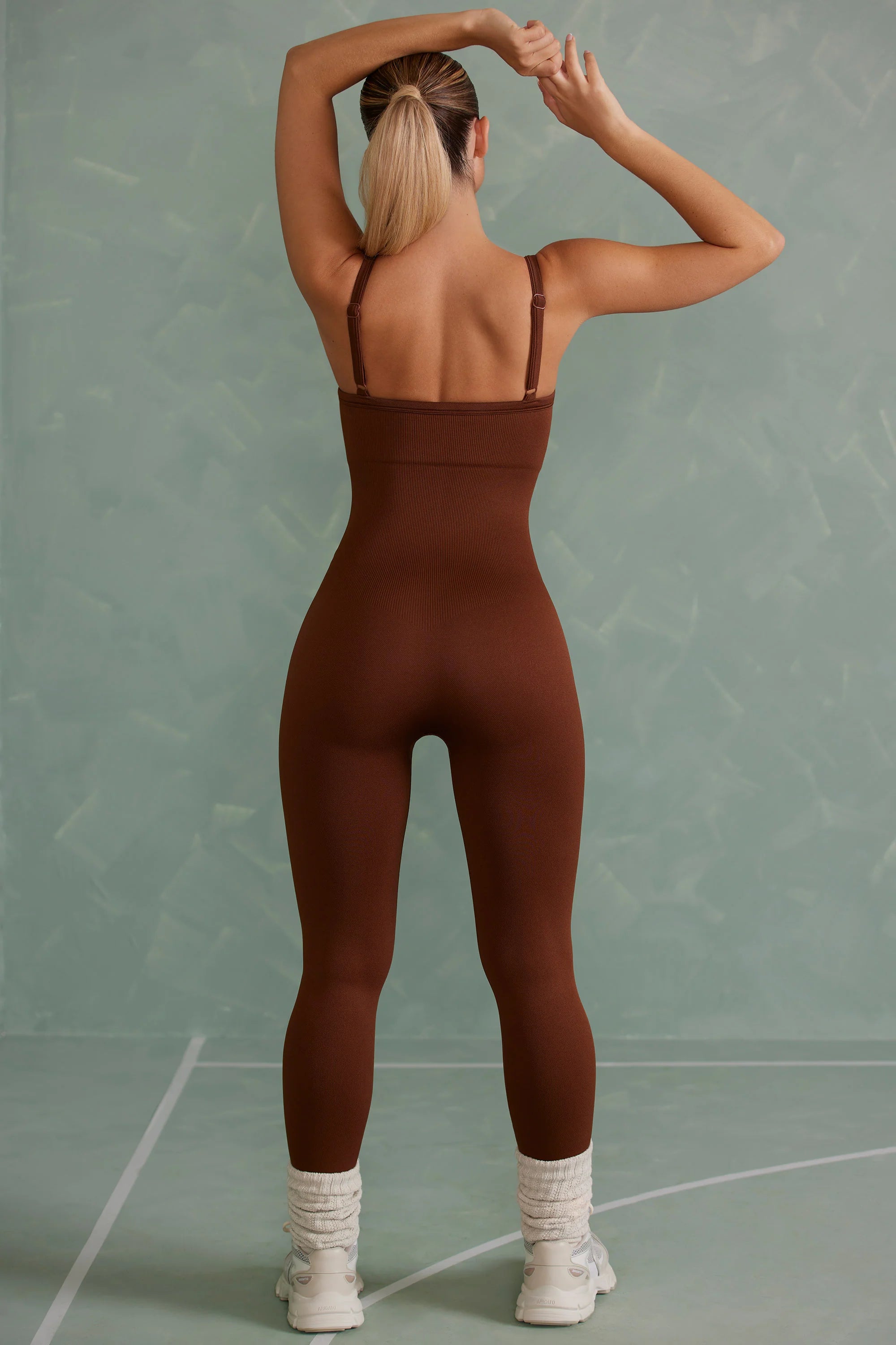 Petite Super Sculpt Unitard in Copper Brown