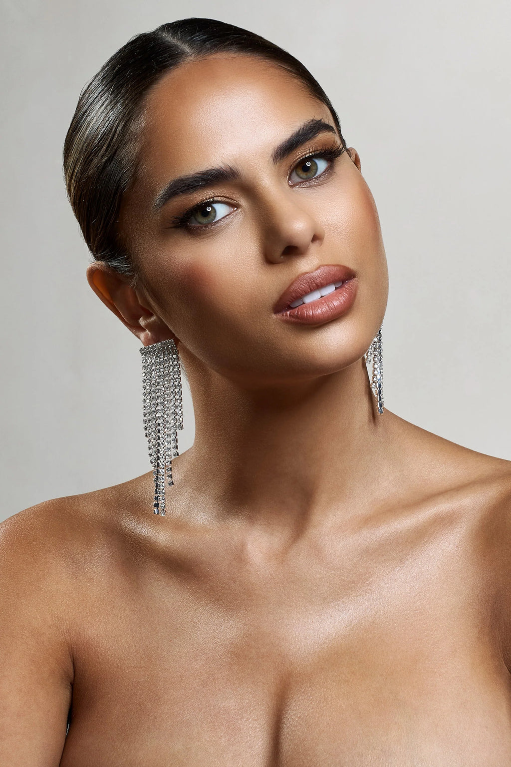 Twinkle | Silver Diamante Tassel Earrings