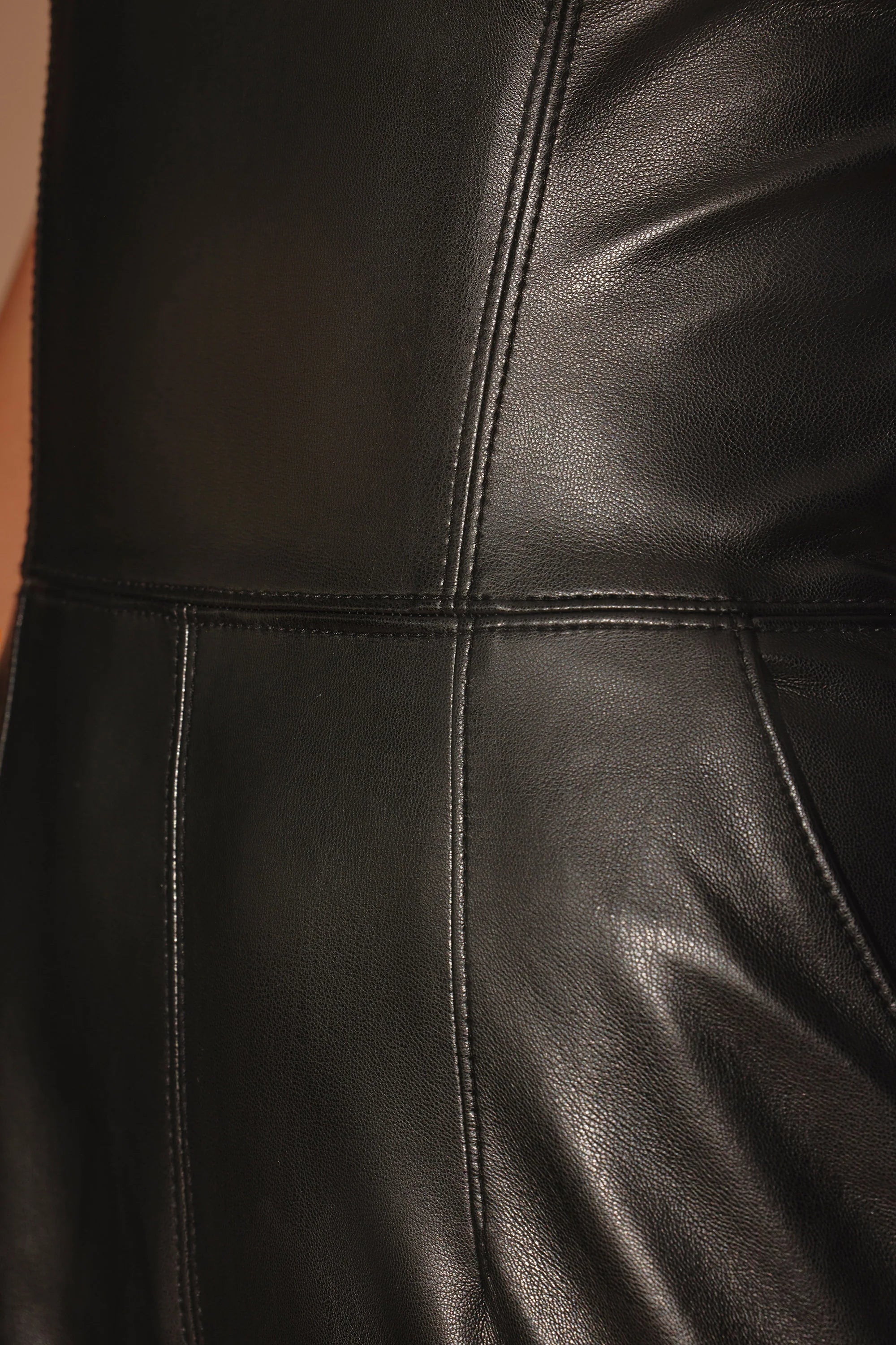 Tall Strapless Wide Leg Vegan Leather Jumpsuit in Black