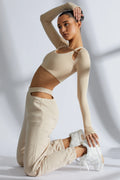 Cut Out Joggers in Sand