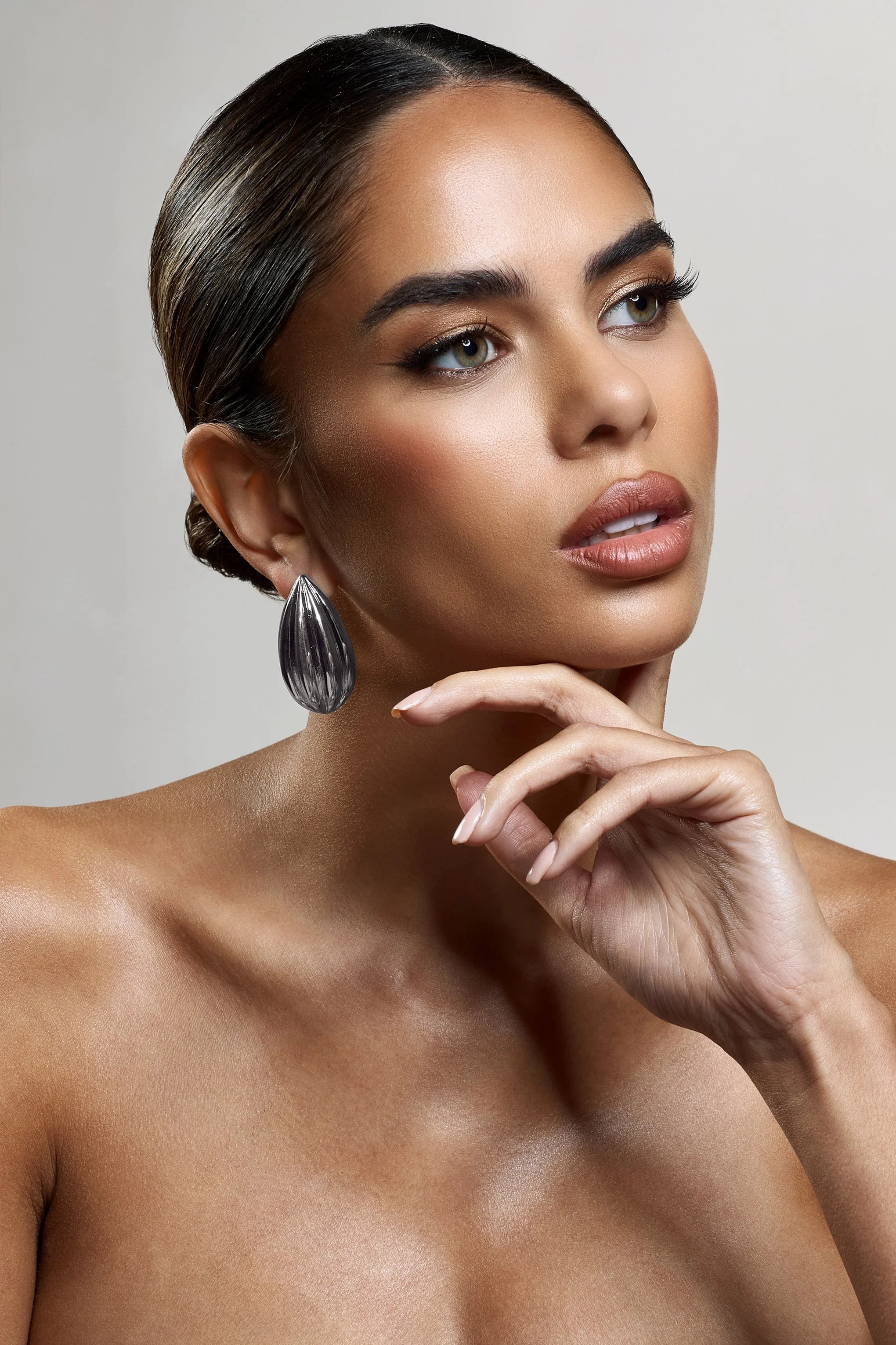Hollis | Silver Statement Teardrop Earrings