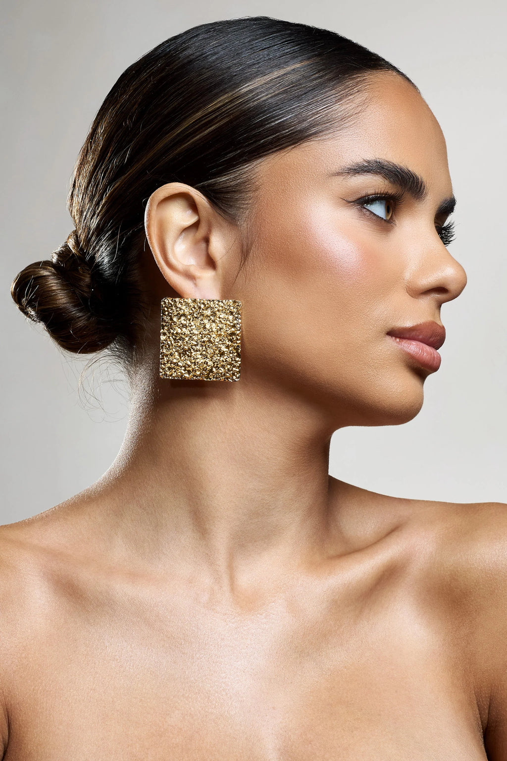 Pixel | Gold Square Hammered Earrings