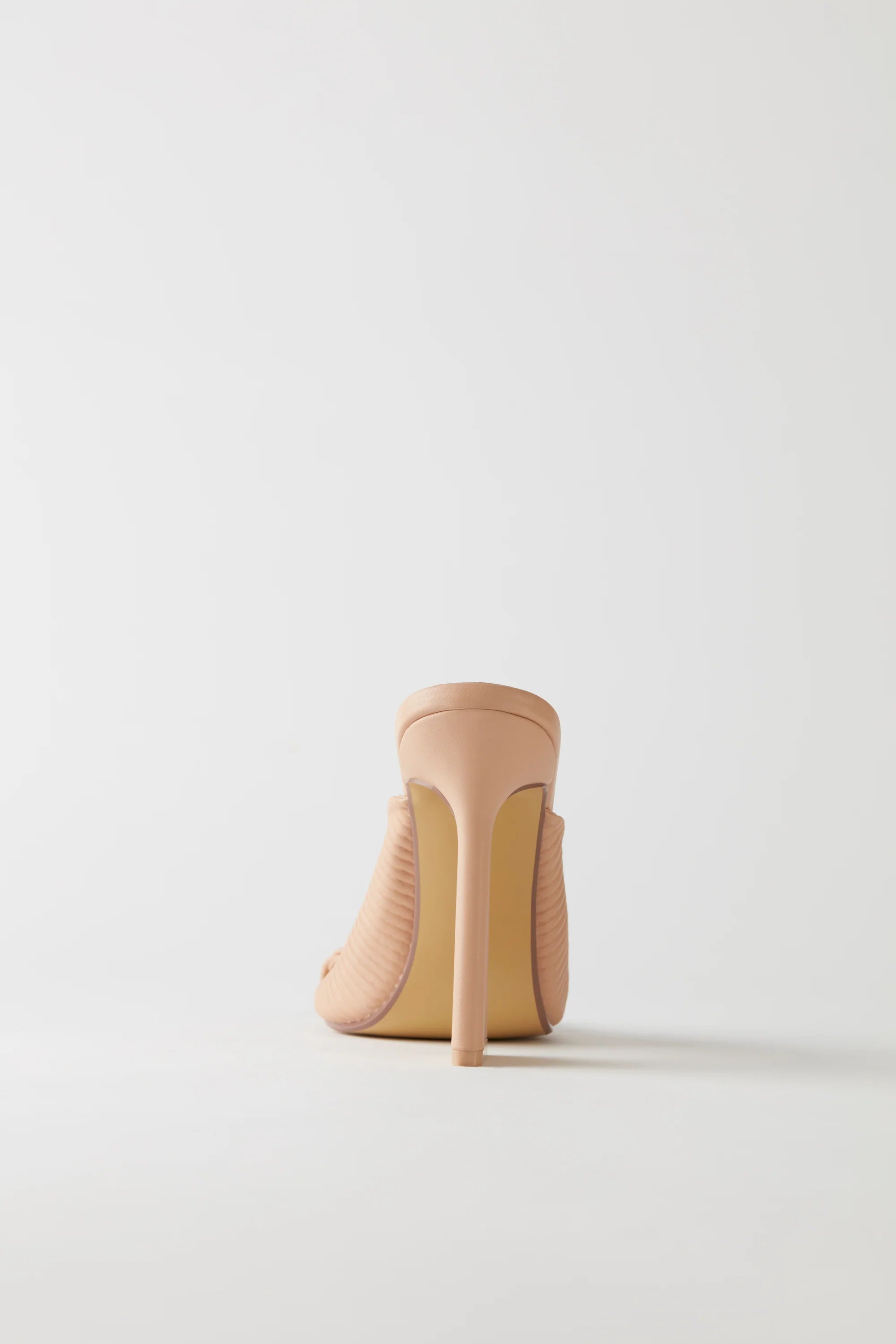 Ribbed Leatherette Mule Heels in Nude