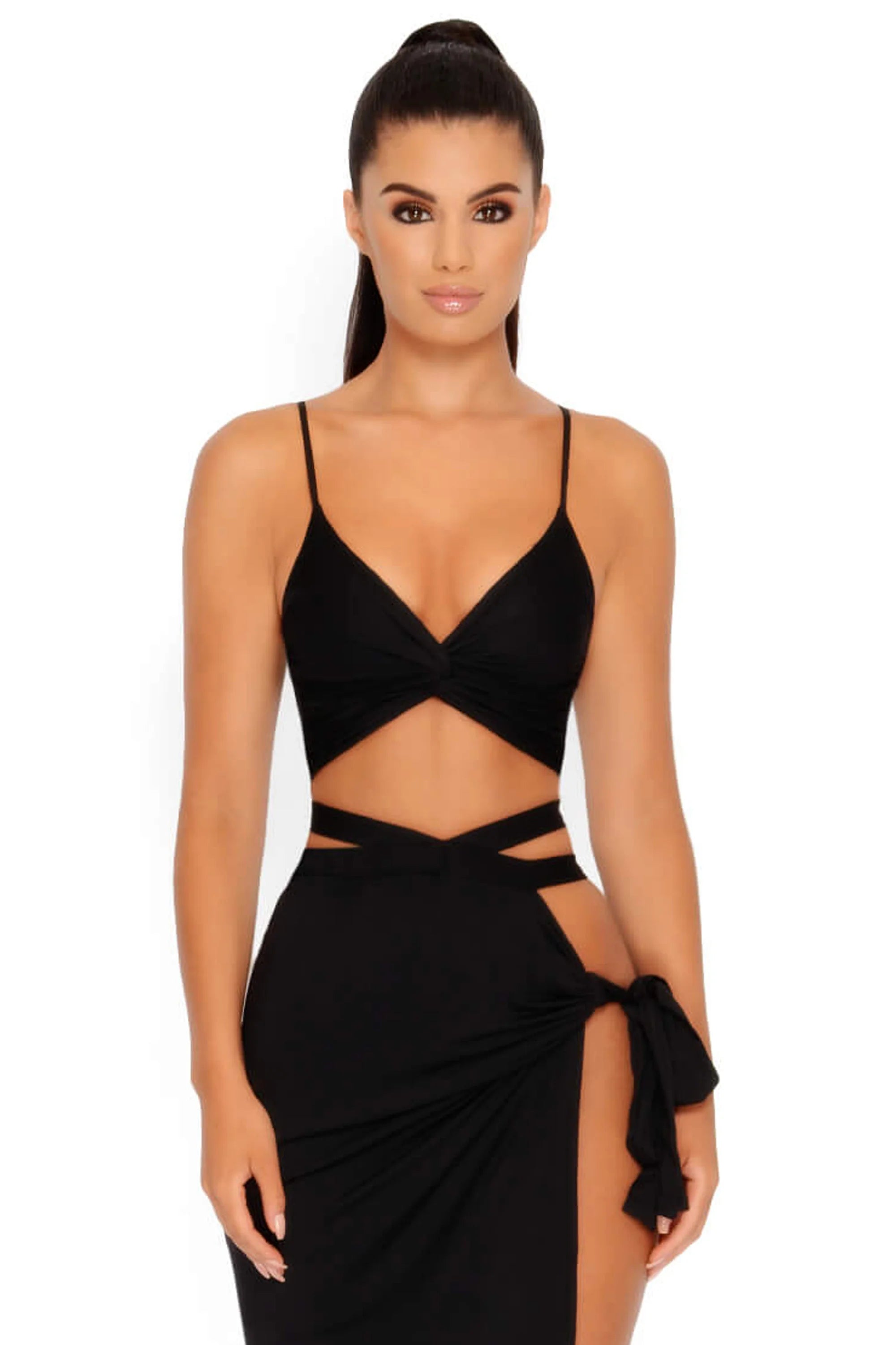 Slit To Kill Split Leg Maxi Skirt in Black