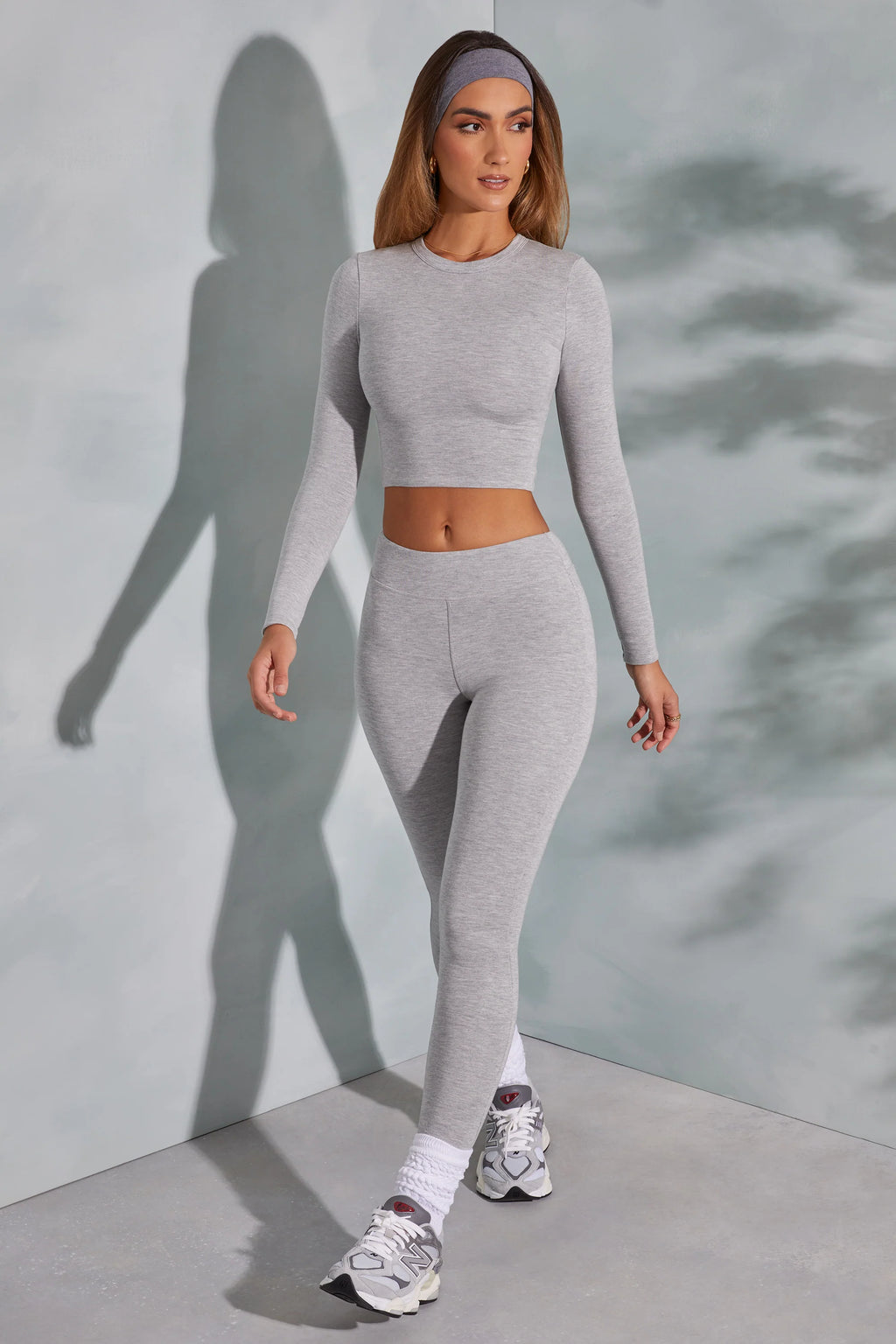 Petite High Waist Leggings in Marled Grey