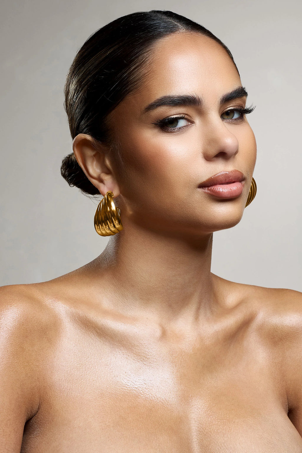 Samoa | Gold Ribbed Chunky Hoop Earrings