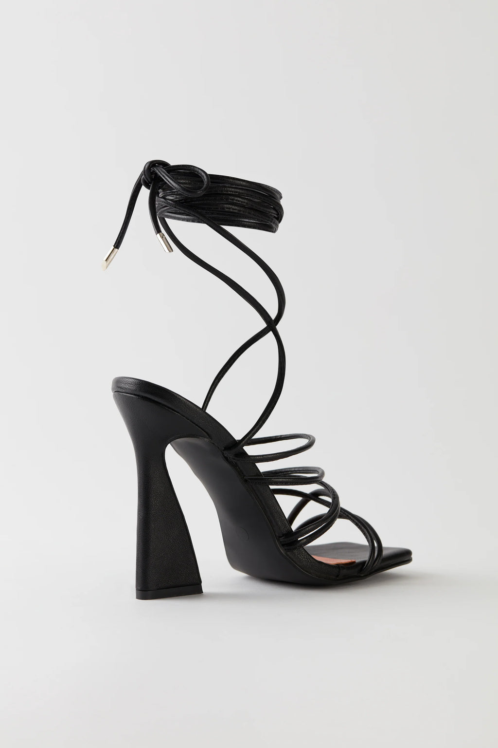 Leatherette Lace Up Heels in Black