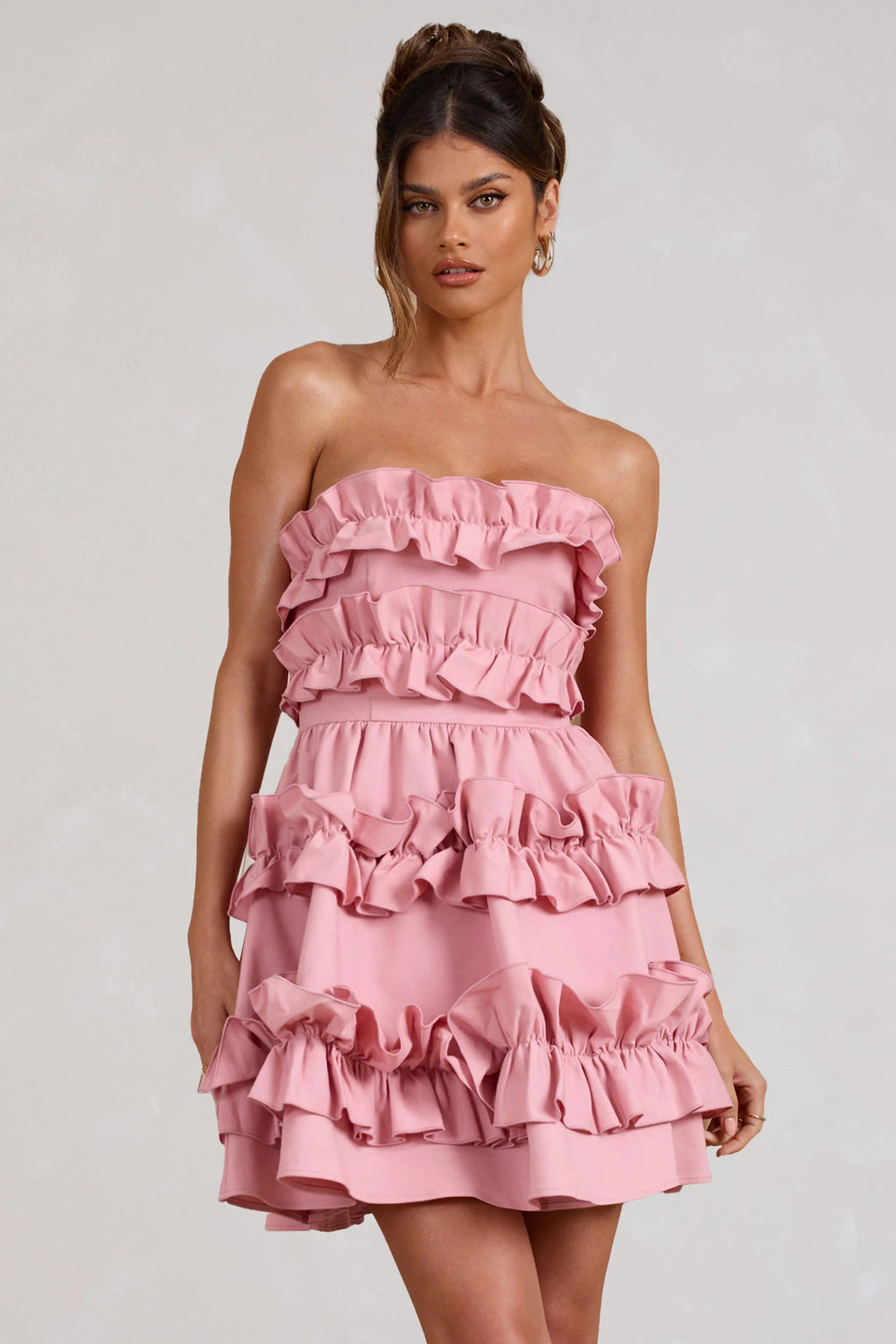 Rosette | Blush Ruffled Bandeau Mini Dress