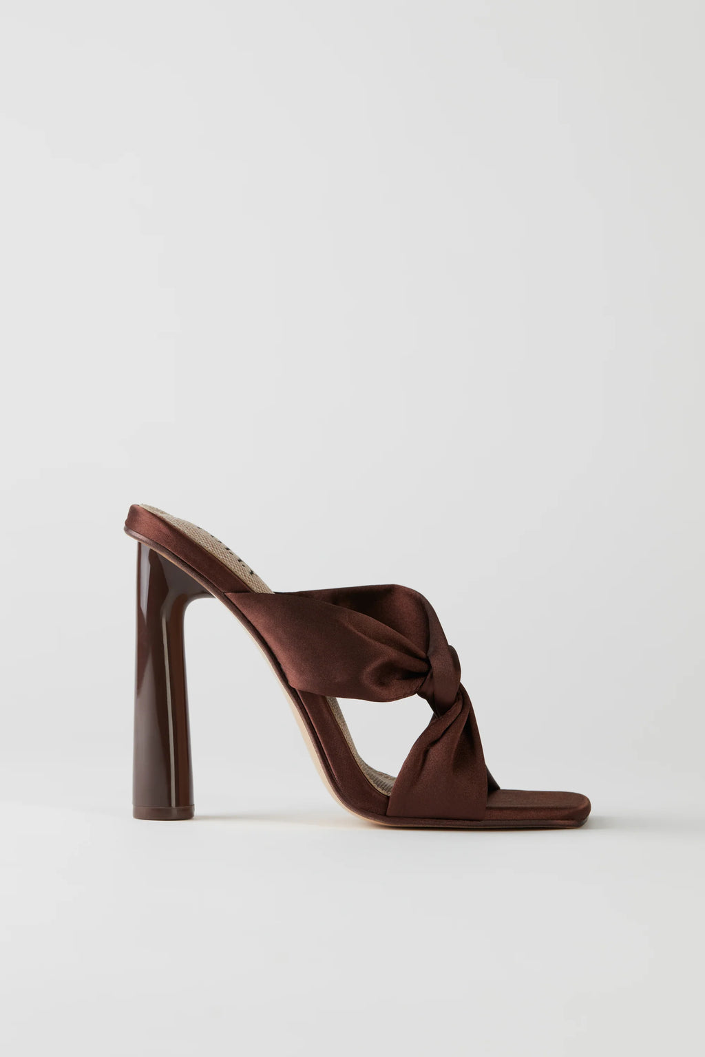 Satin Mule Heels in Mocha