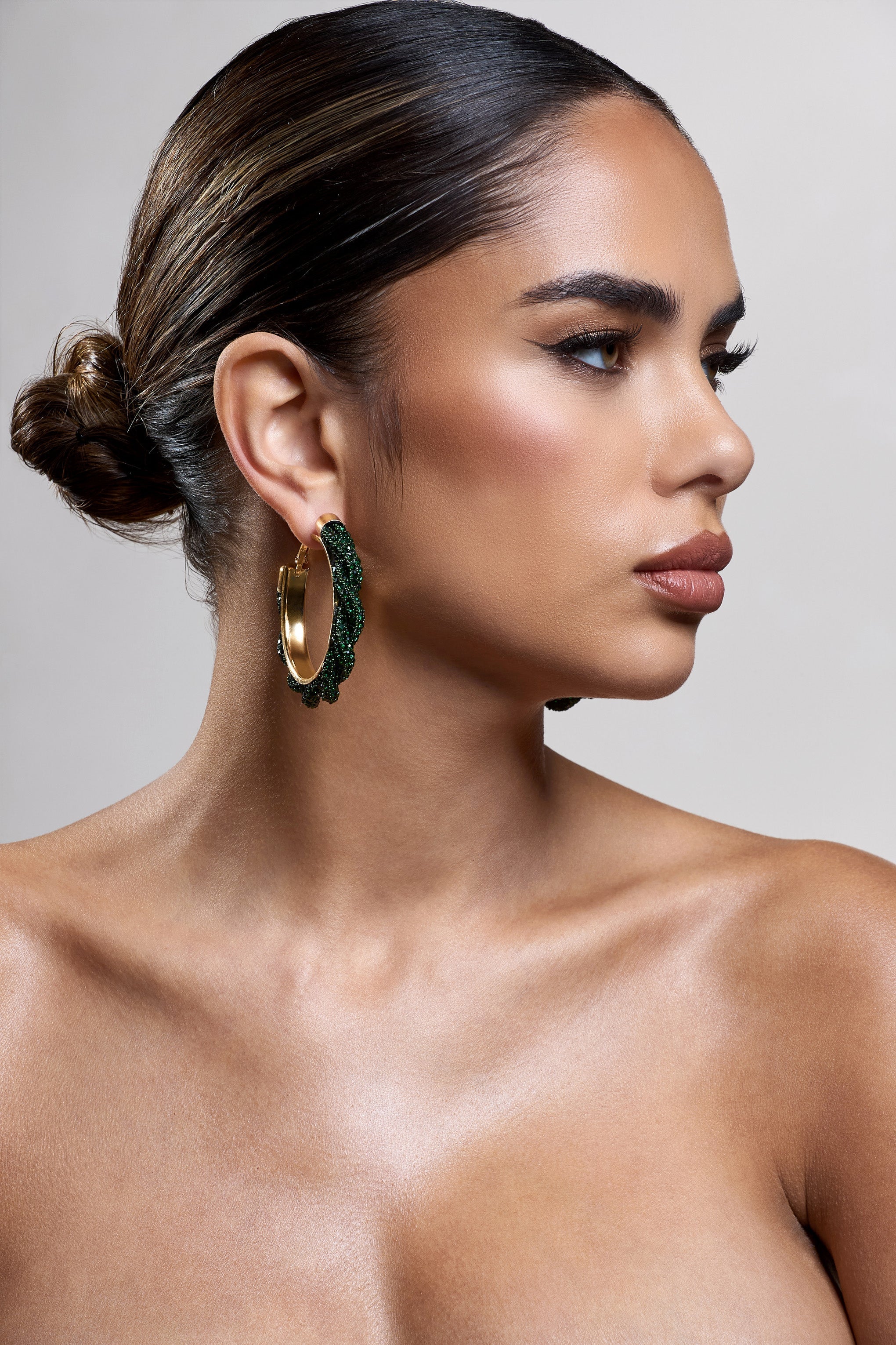 Forest | Green Diamante Hoop Earrings