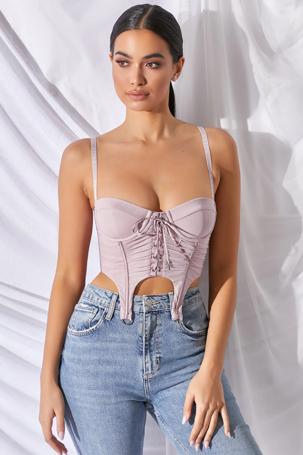 Be Mine Underwired Corset Crop Top in Mauve