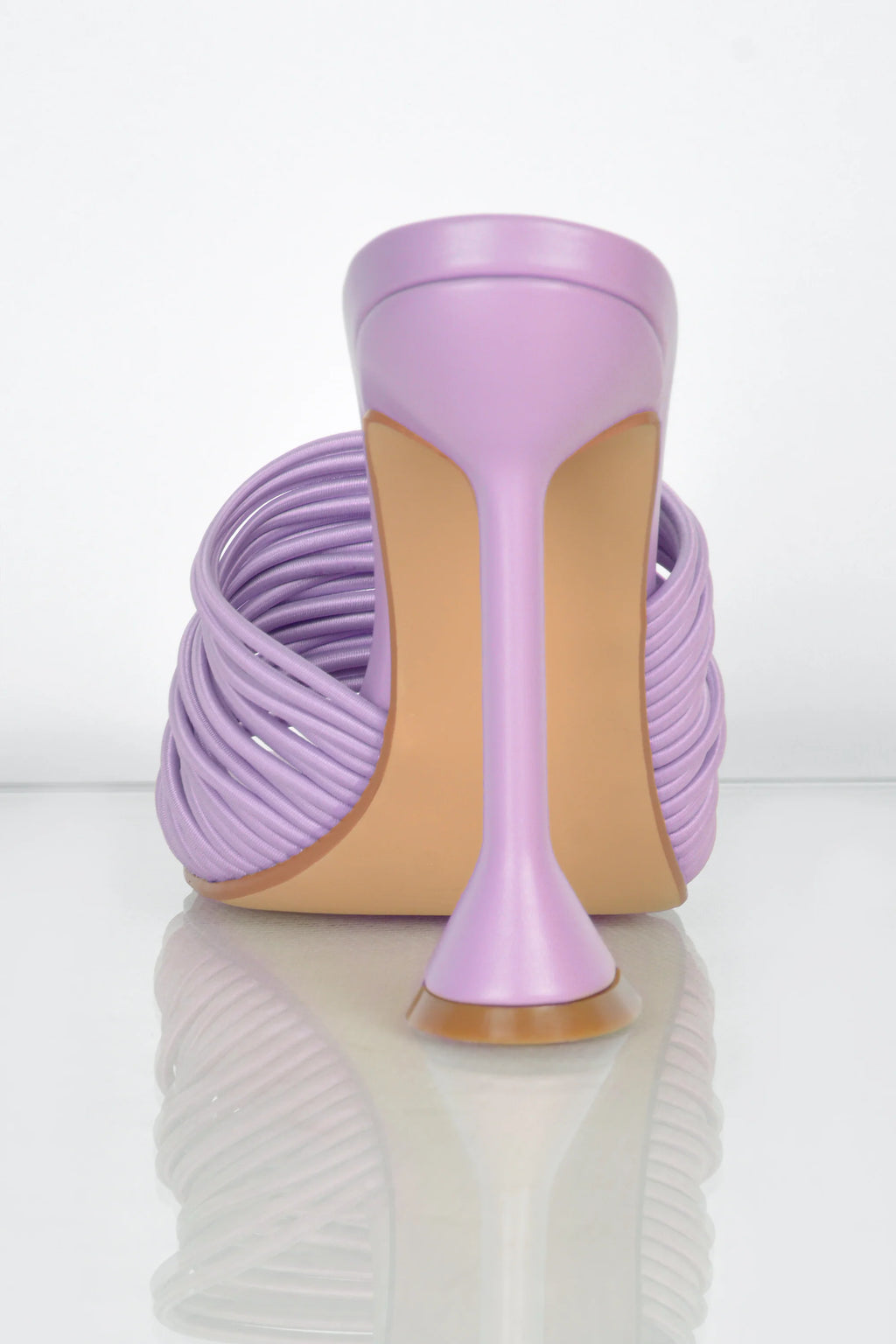 Through The Wire Multi Strap Mule Heels in Lilac