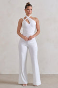 Tilly | White Cut Out Halterneck Asymmetrical Jumpsuit