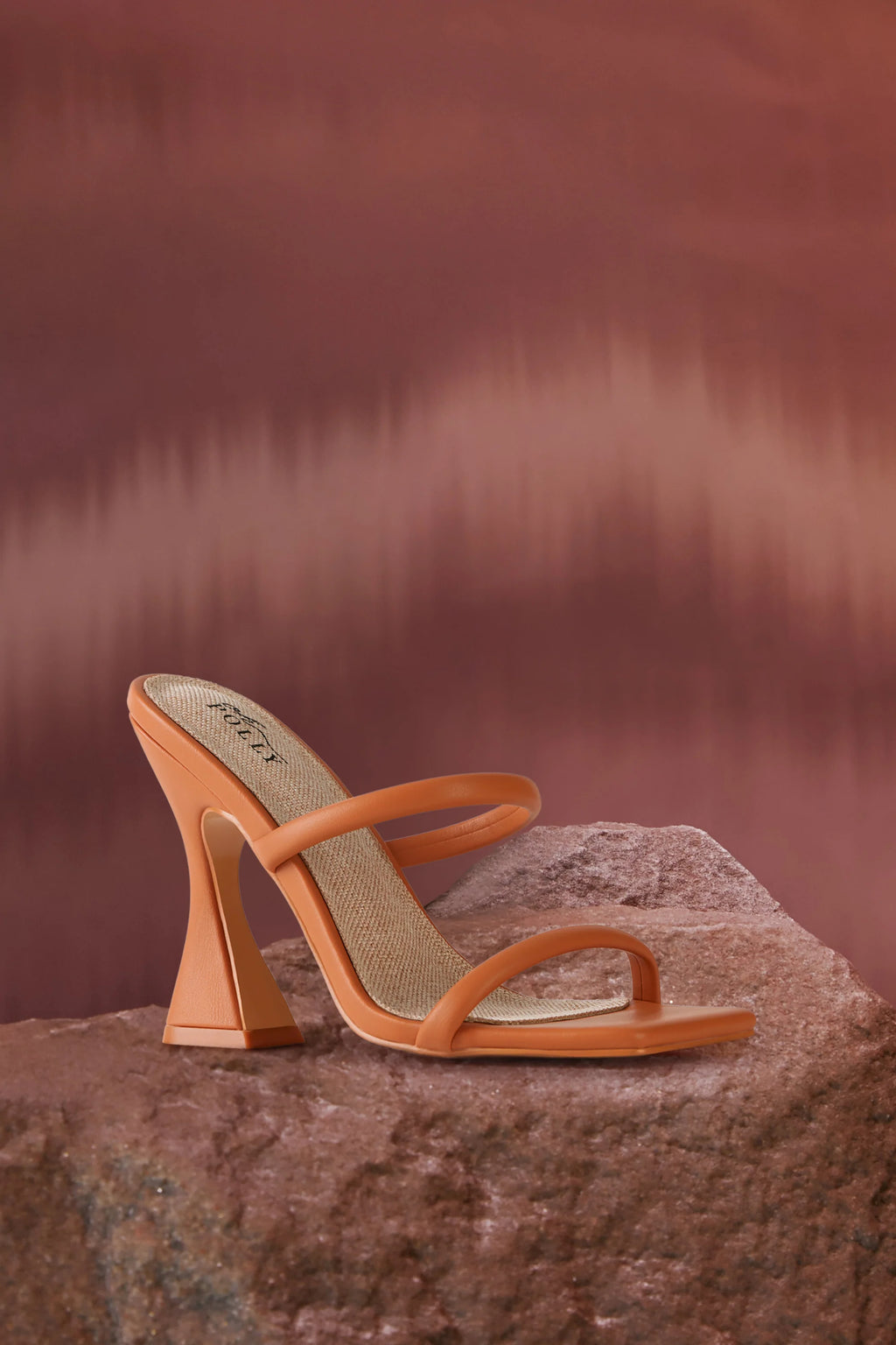 Leatherette Mule Heels in Tan
