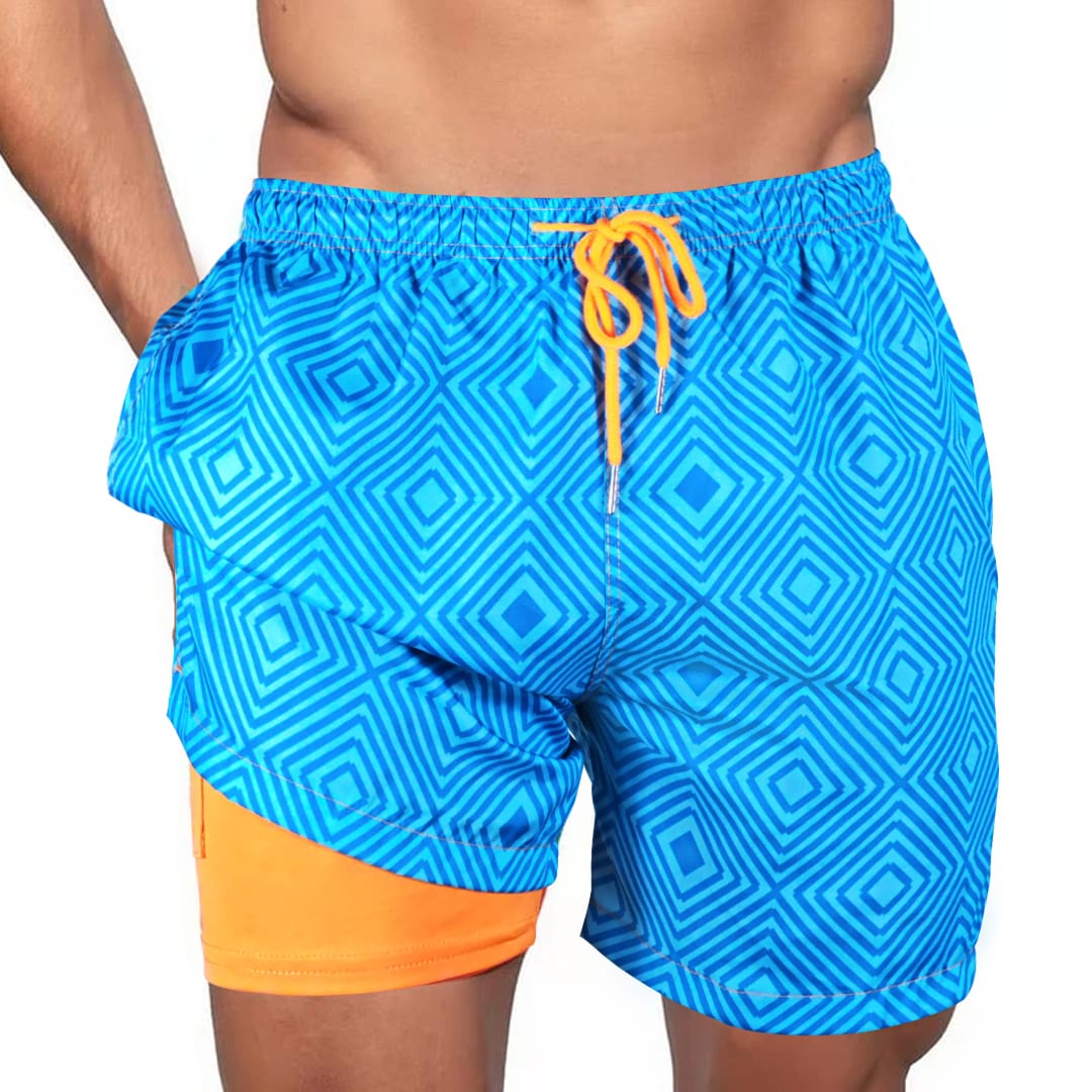 Coral Illusion - 6 Mid-Length Hybrid Shorts