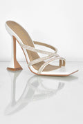 Step Aside Diamante Embellished Mule Heels in White