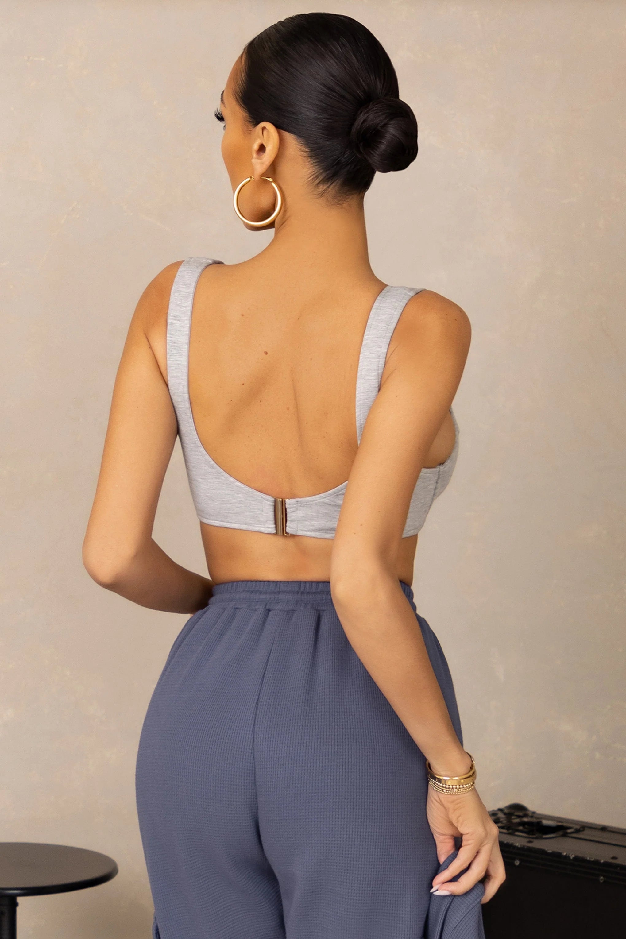 Under Pinning | Grey Marl Balcony Bralette Crop Top