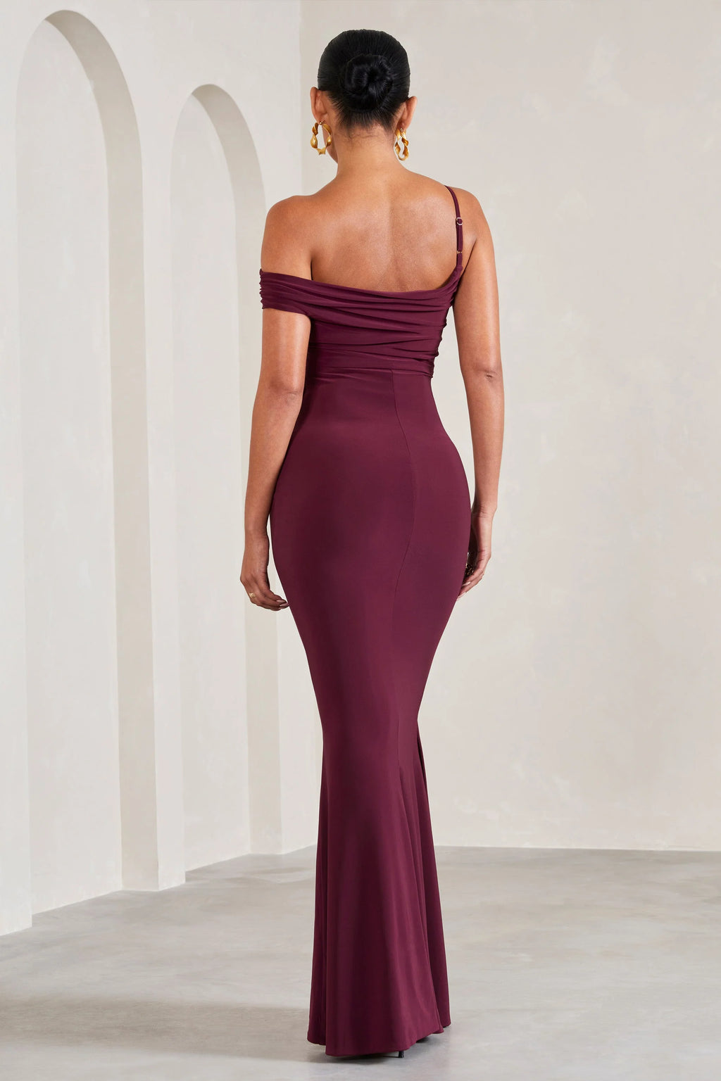 My Wish | Burgundy Strappy Asymmetric Maternity Maxi Dress