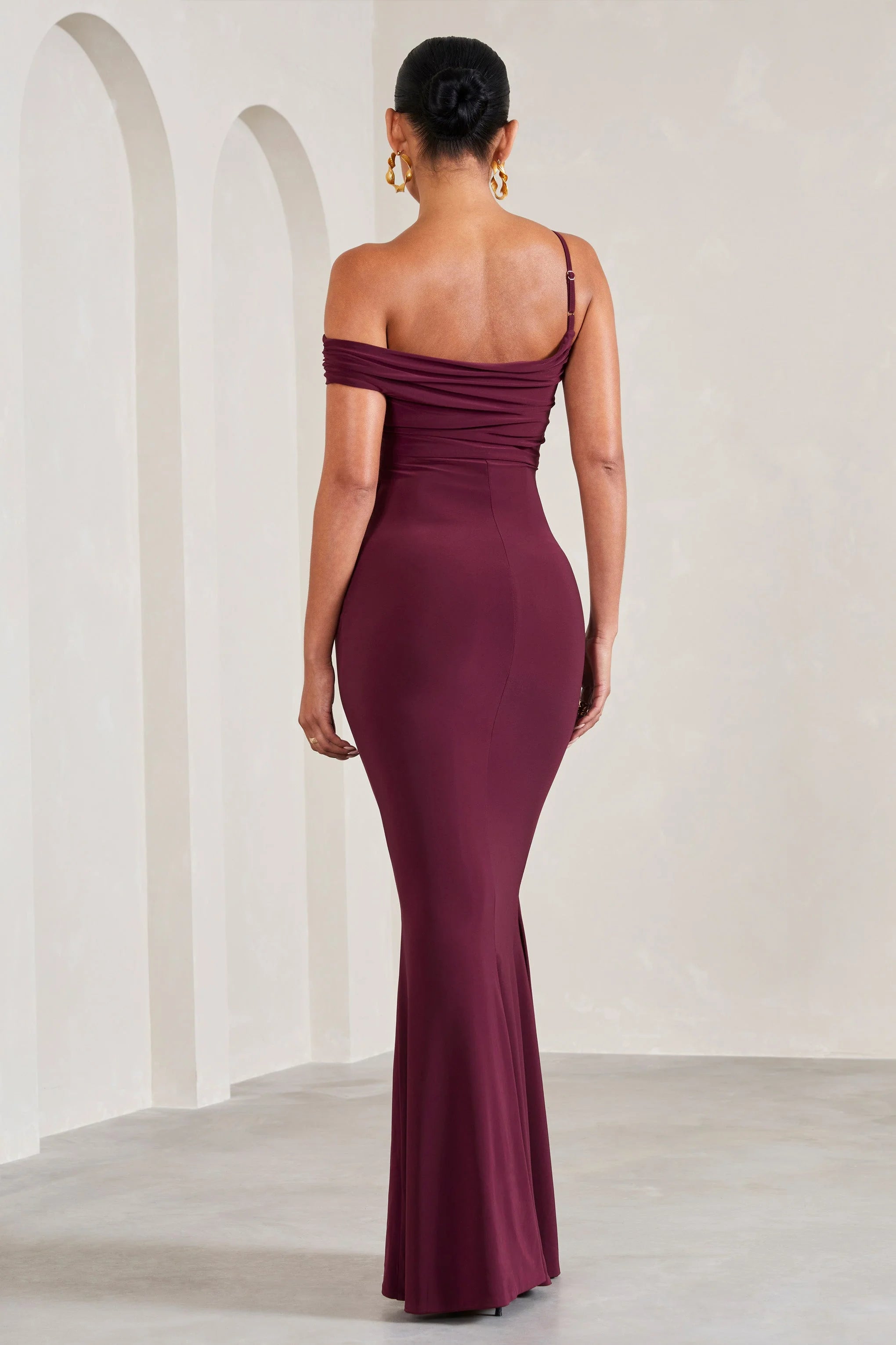 My Wish | Burgundy Strappy Asymmetric Maternity Maxi Dress