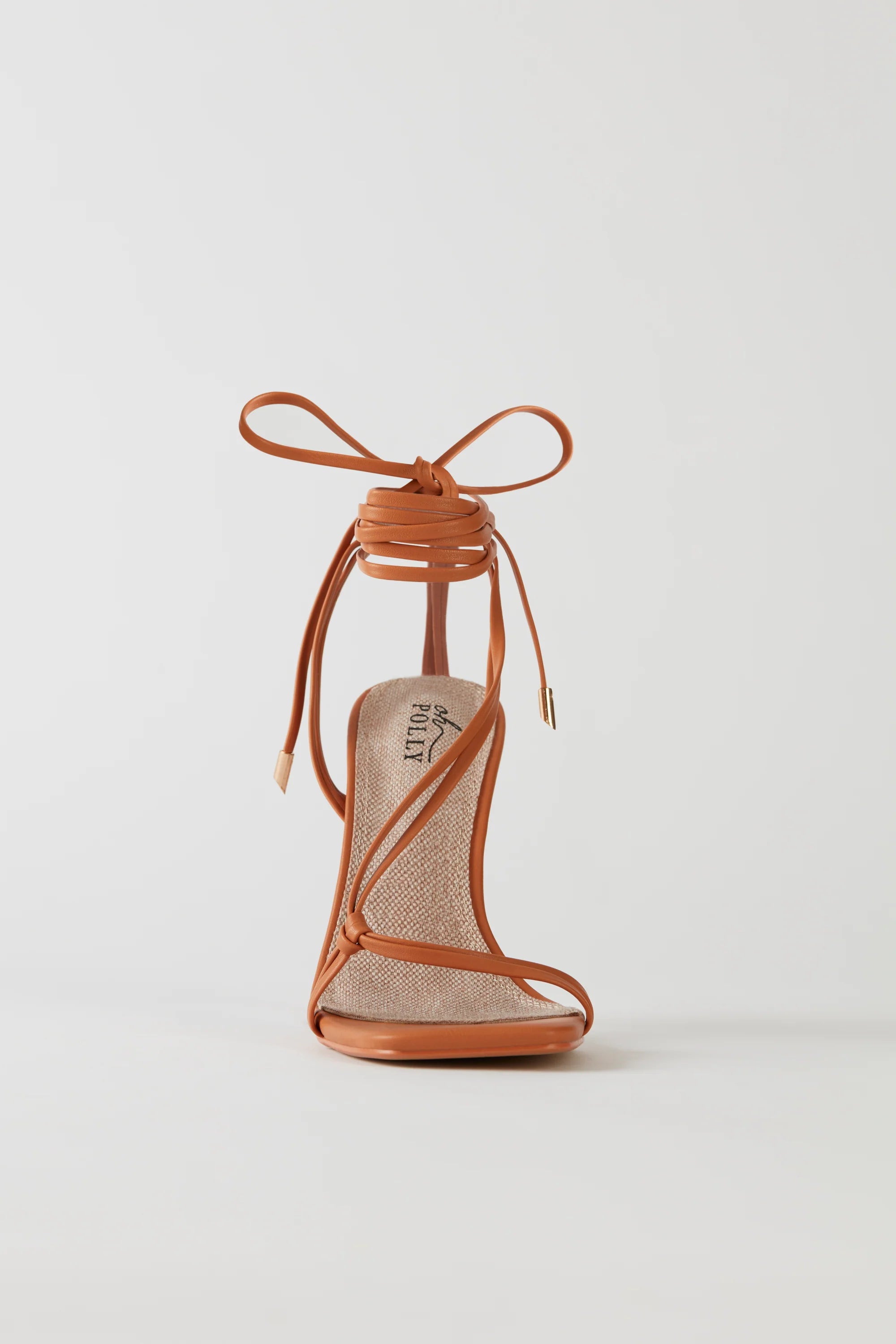 Leatherette Lace Up Heels in Tan