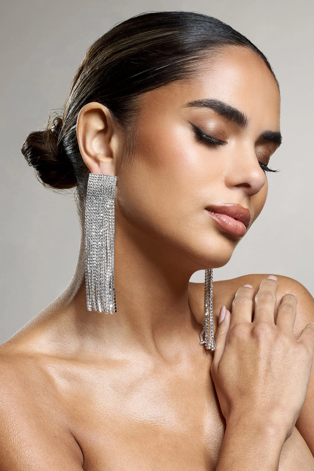Bedazzle | Silver Diamante Tassel Earrings
