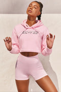 Off Duty Cropped Hoodie in Pink
