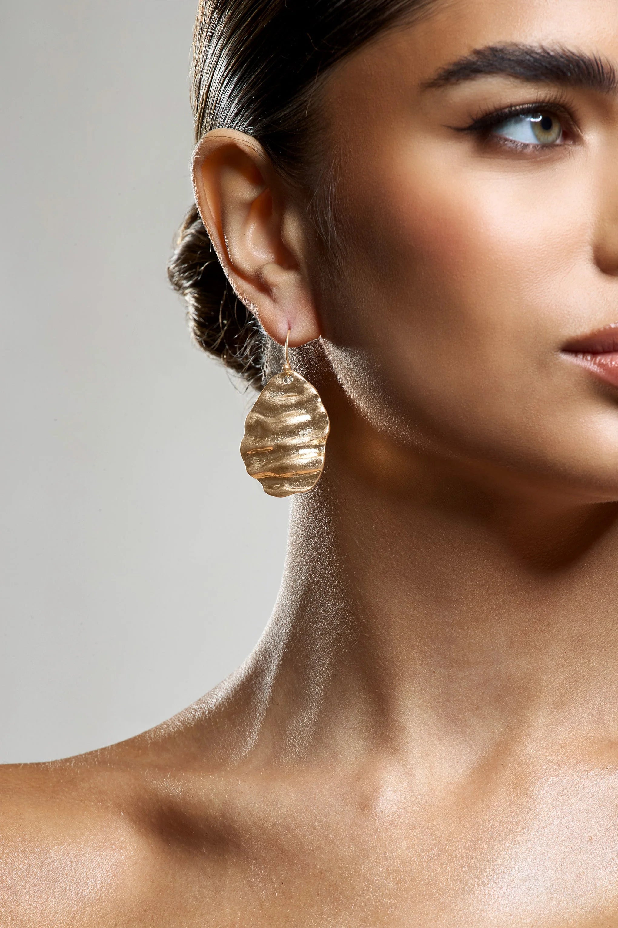 Maui | Gold Textured Abstract Dangle Earrings