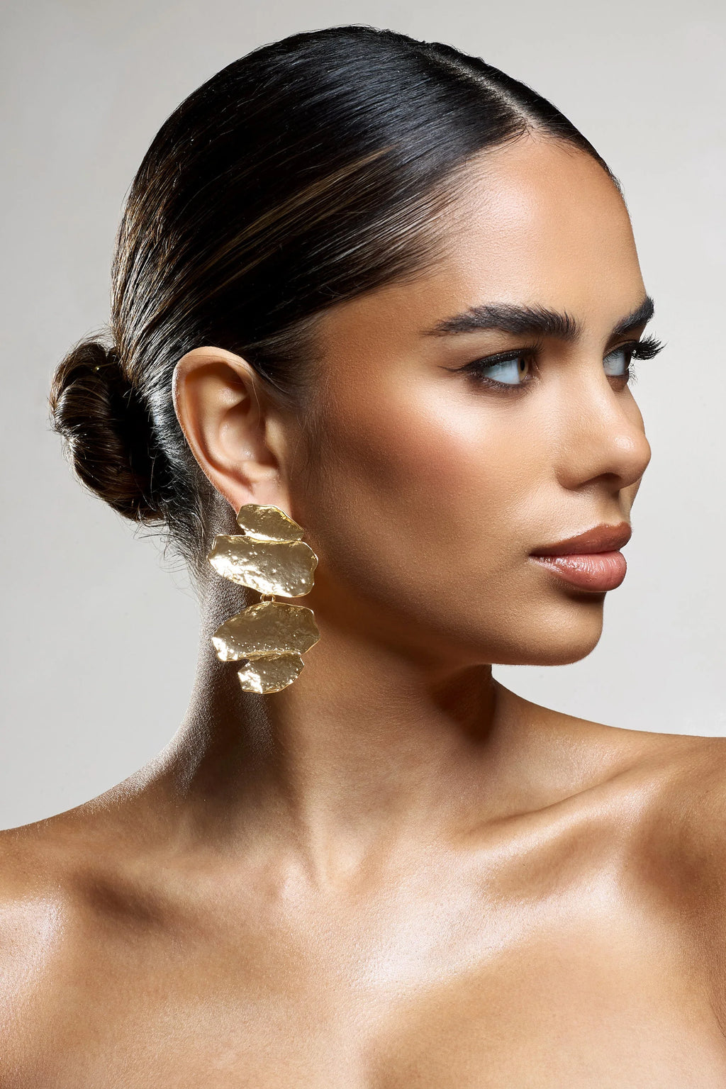 Cerise | Gold Abstract Textured Drop Earrings