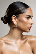 In Secret | Gold Diamante Abstract Statement Earrings