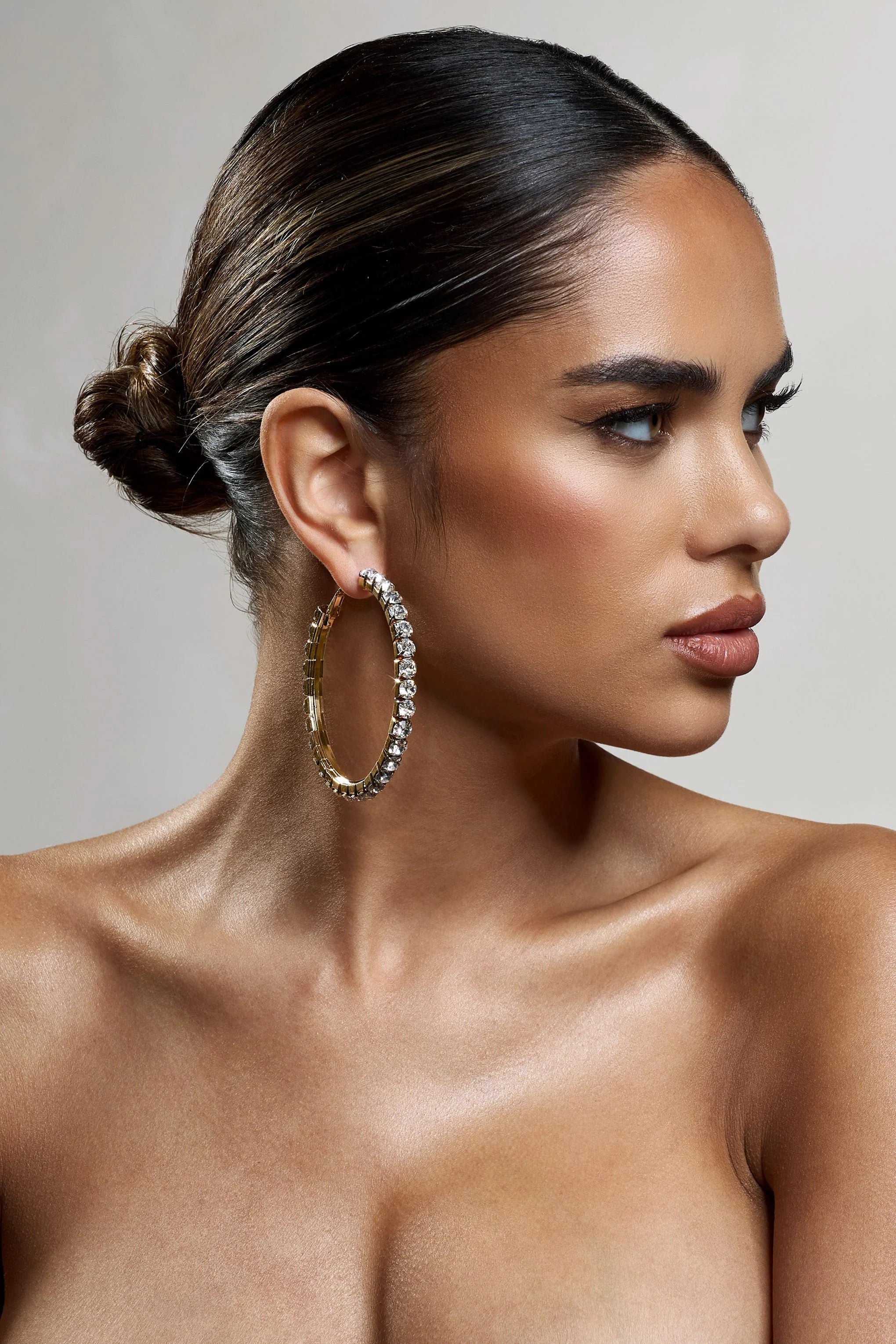 Grace | Gold Chunky Diamante Hoop