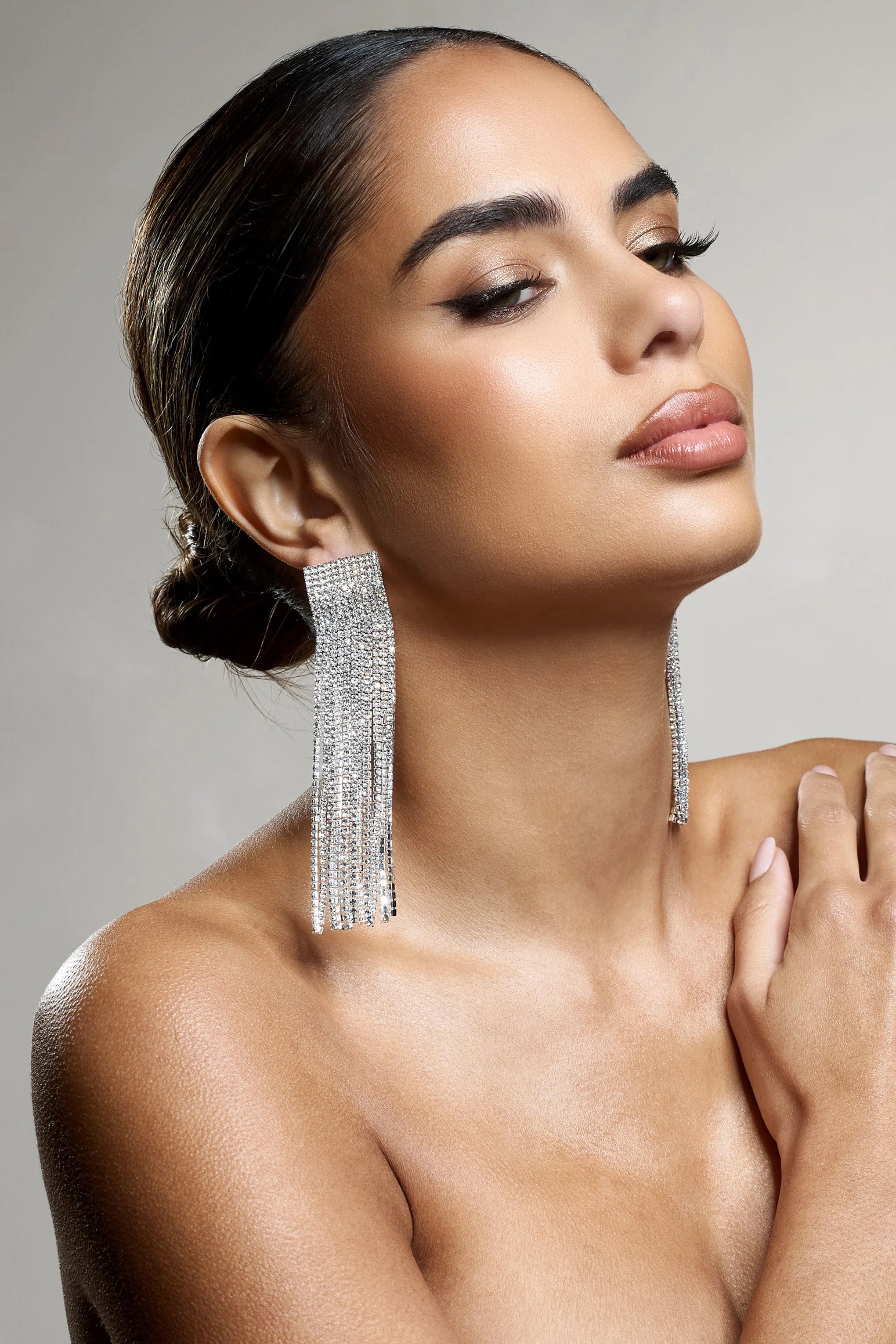 Bedazzle | Silver Diamante Tassel Earrings