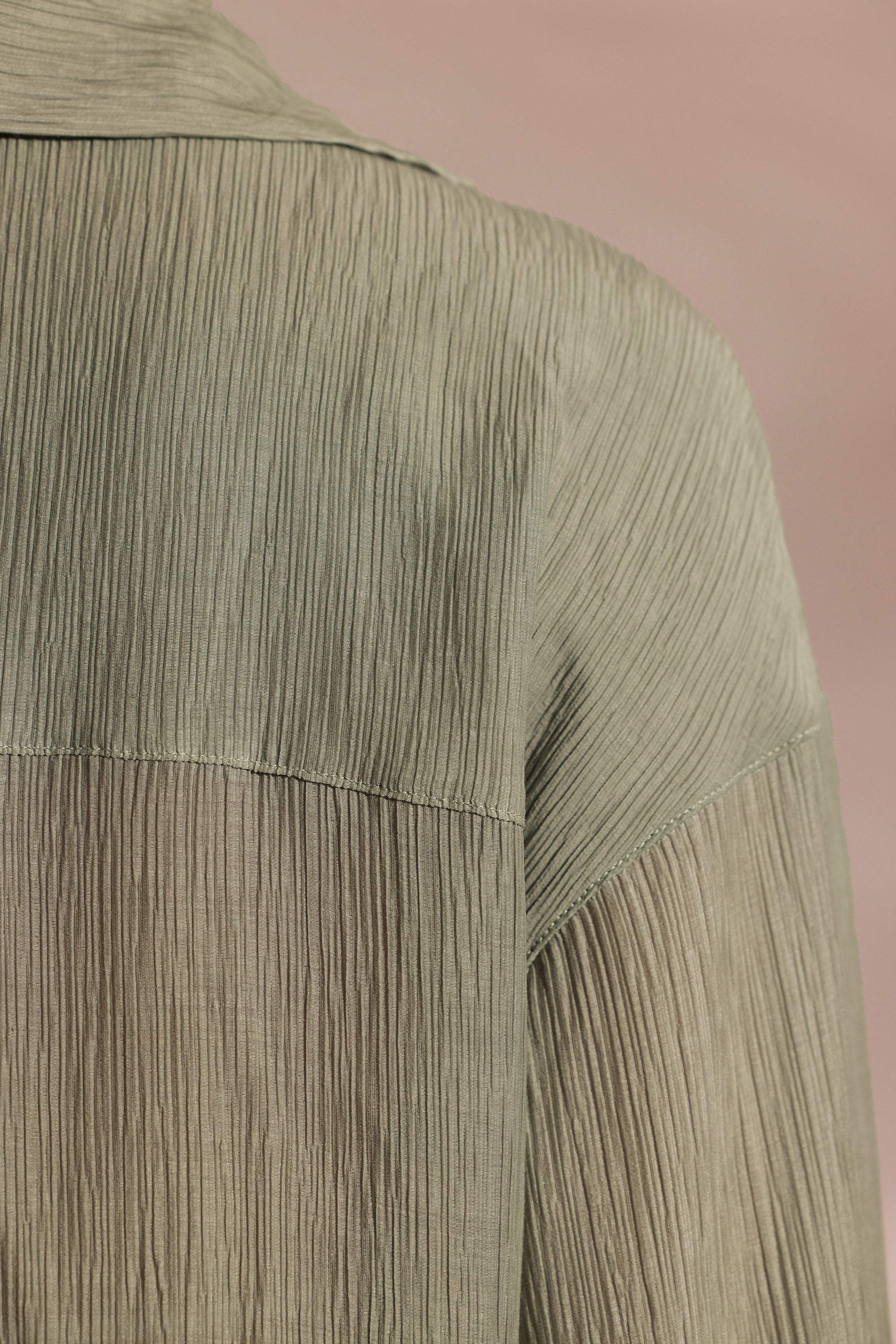 Crinkle Textured Oversized Beach Shirt in Light Green