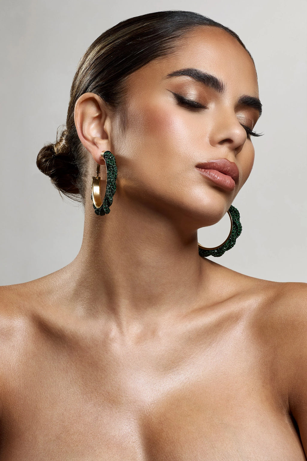Forest | Green Diamante Hoop Earrings
