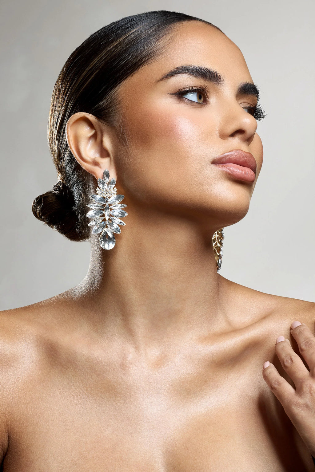 Refractive | Gold Diamante Statement Earrings