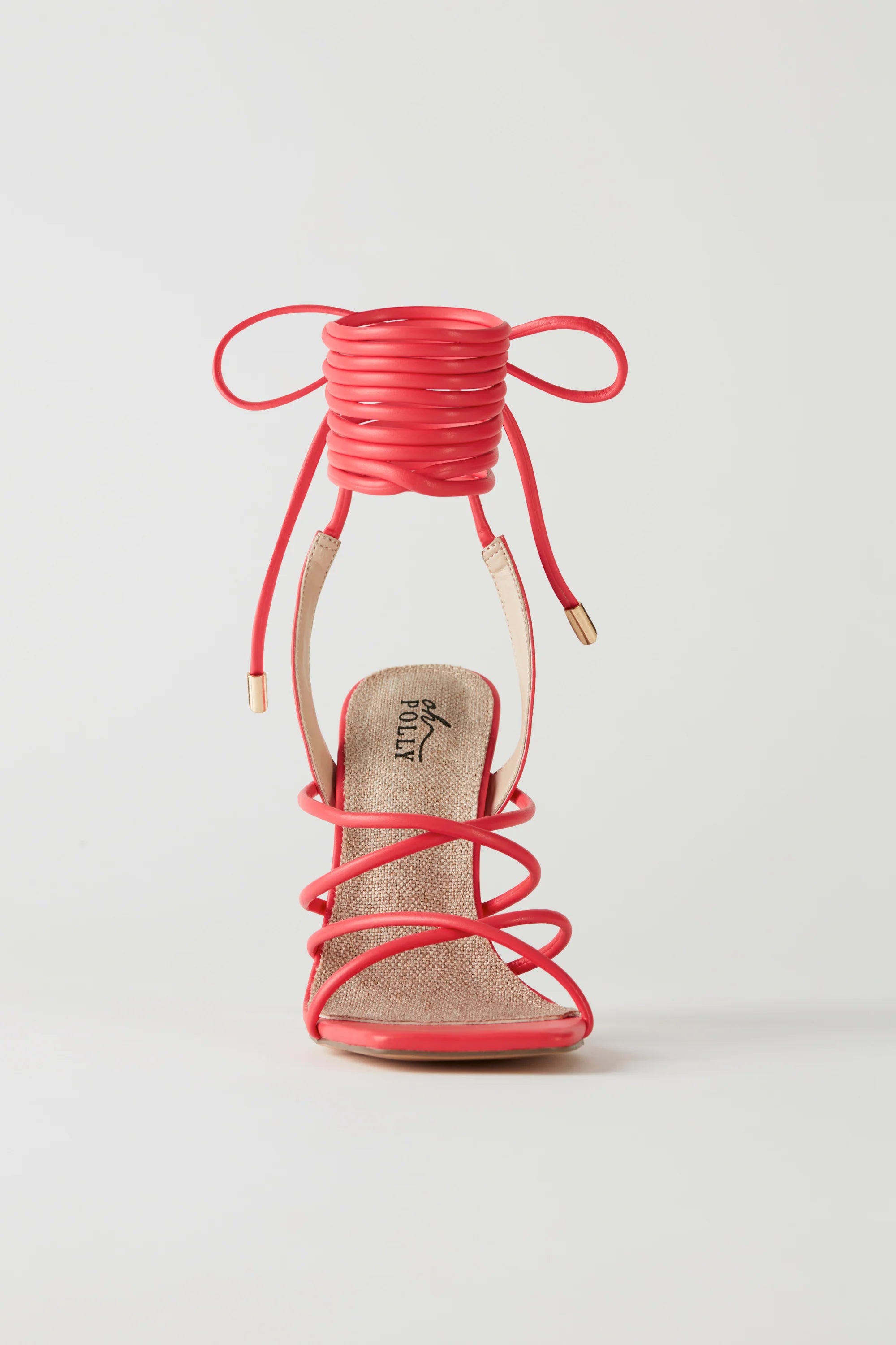 Faux Leather Lace Up Heels in Pink