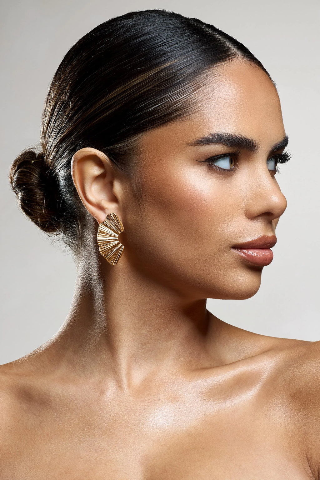 Lenten | Gold Abstract Ribbed Earrings