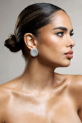 Svana | Silver Diamante Disc Earrings