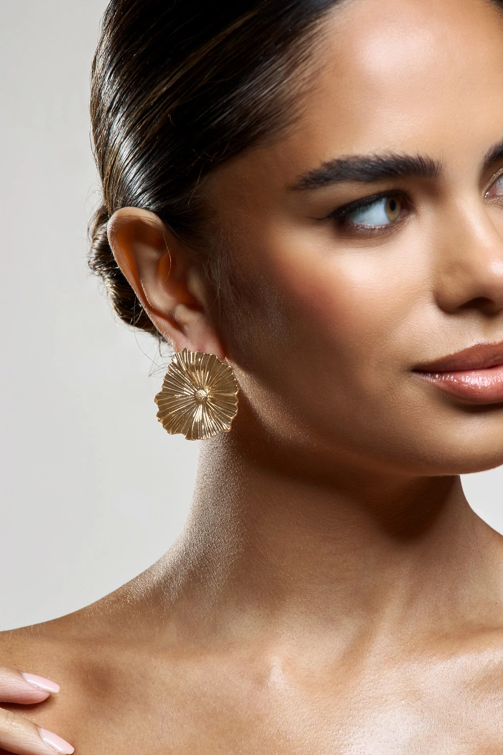 Sallow | Gold Statement Flower Earrings